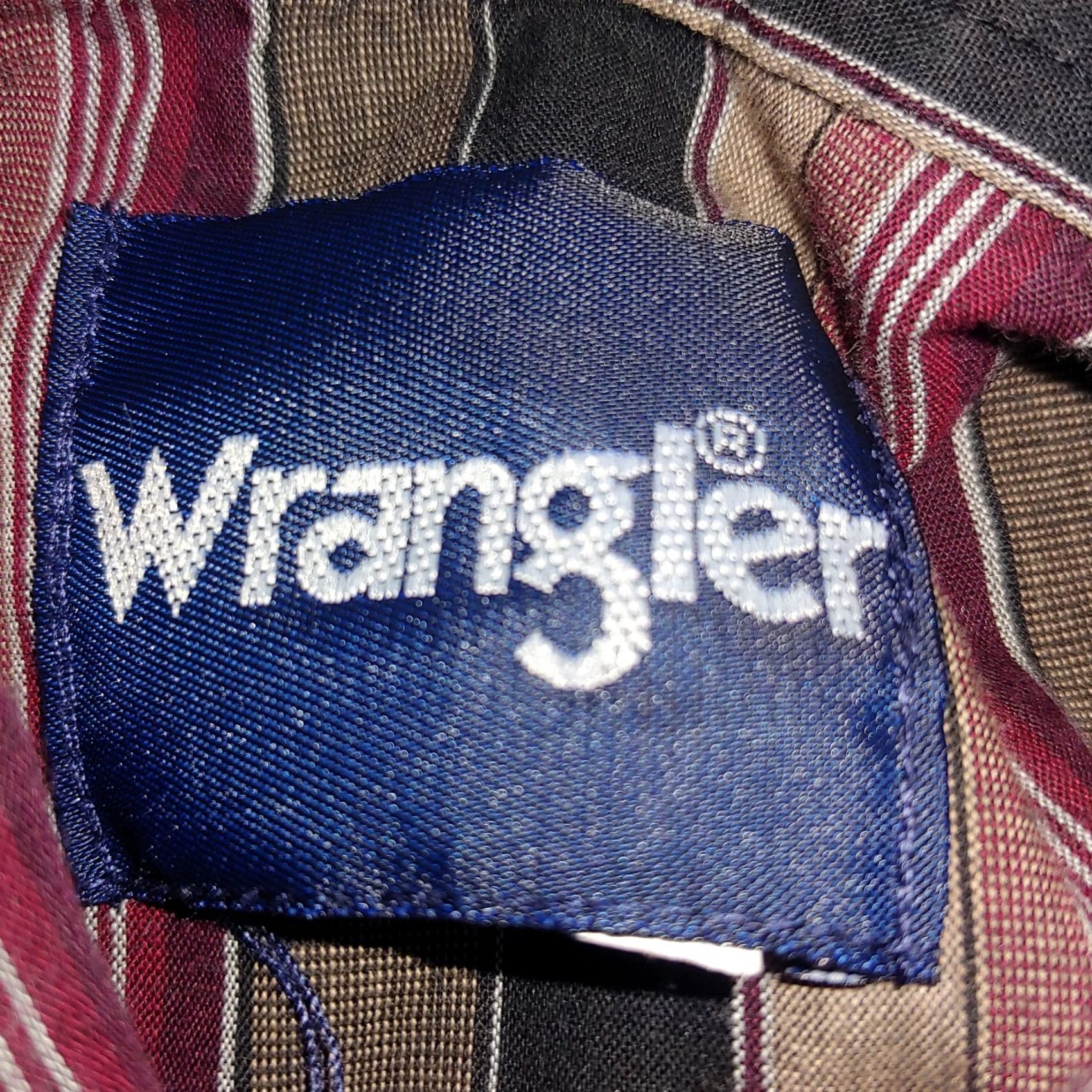Wrangler VINTAGE Wrangler Western Shirt Large Pearl Snap Retro Stripe Brown Maroon Long Slv Rodeo Size US L / EU 52-54 / 3 - 4 Thumbnail