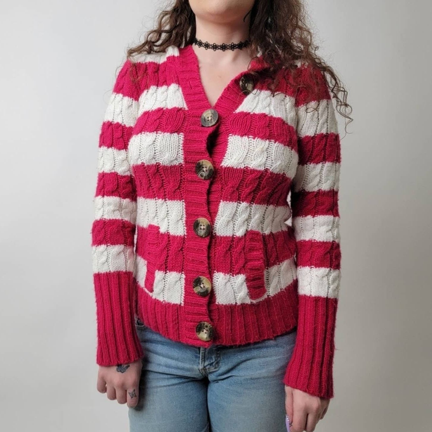 Aeropostale Aeropostale Y2K Hooded Striped Cable Knit Sweater - M Size M / US 6-8 / IT 42-44 - 5 Thumbnail
