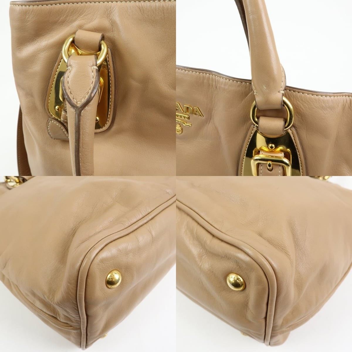 Prada Prada Soft Calf Leather Shoulder Bag Tan Size ONE SIZE - 5 Thumbnail