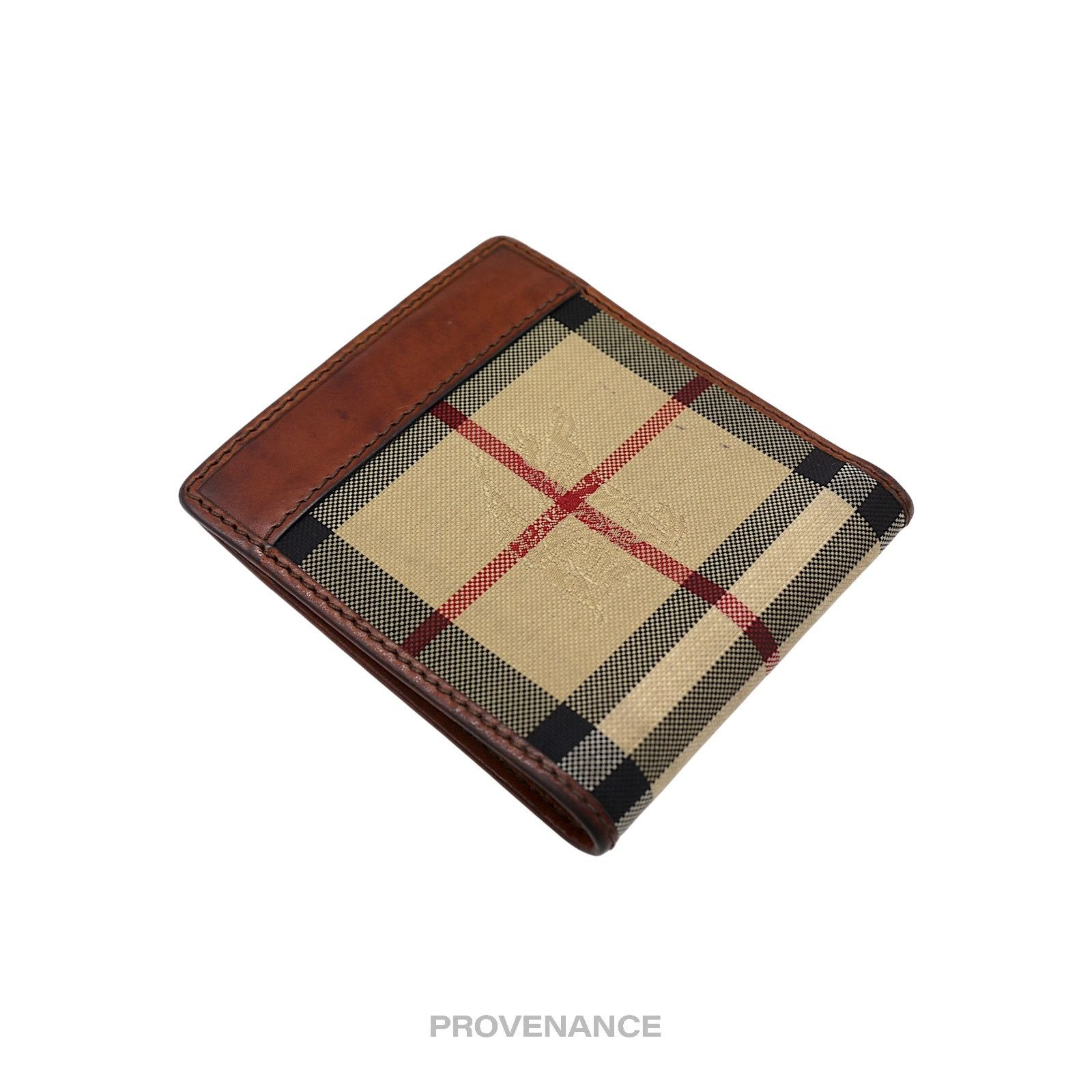 Burberry 🔴 Burberry Nova Check Canvas Bifold Wallet - Brown Leather Size ONE SIZE - 7 Thumbnail