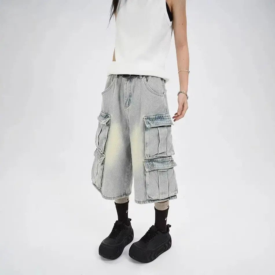 Japanese Brand Retro wide leg casual pocket denim shorts Size US 32 / EU 48 - 5 Thumbnail