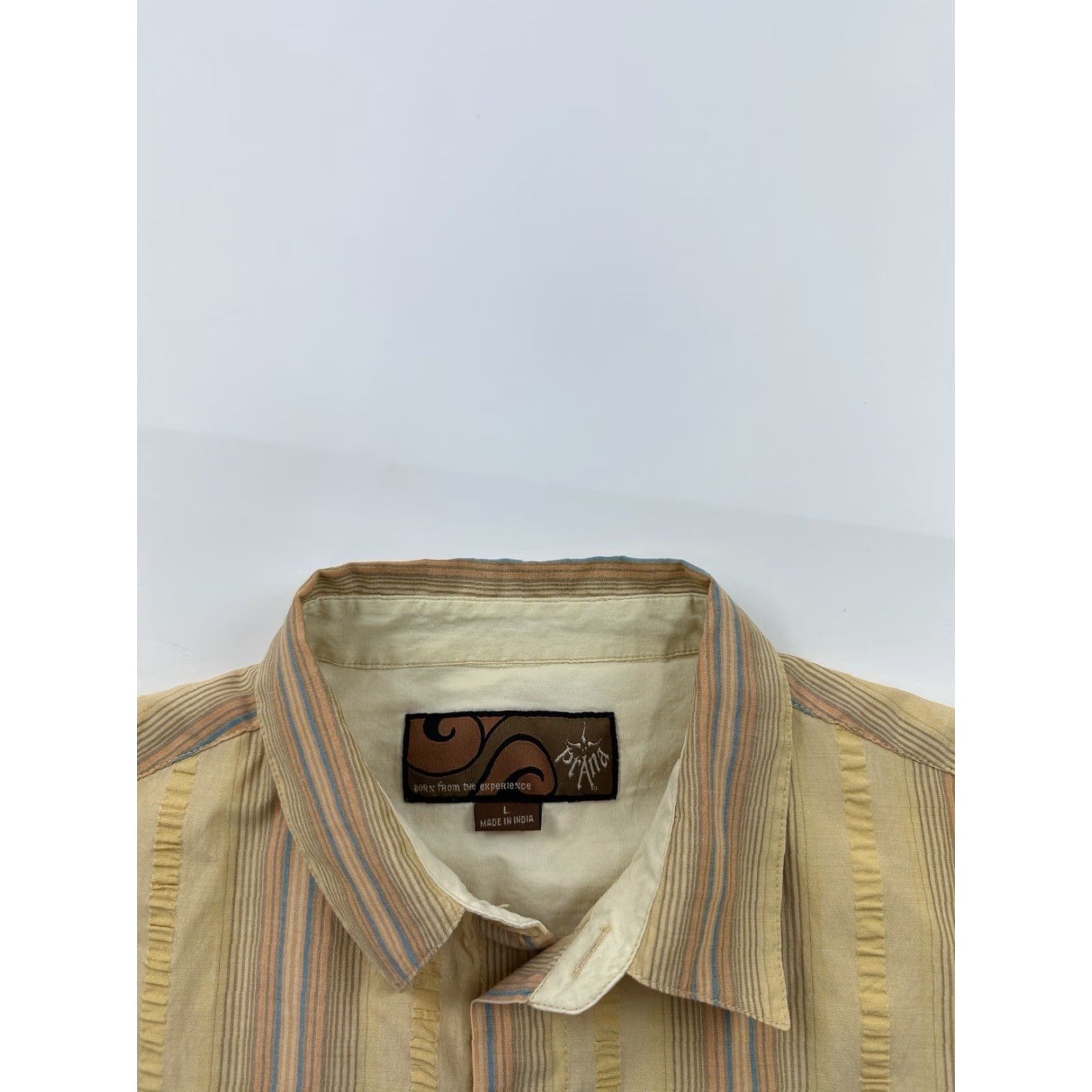 Prana Prana Shirt Mens L Yellow Brown Striped Short Sleeve Button-Up Multicolor Pattern Casual Men’s Shirt Size US L / EU 52-54 / 3 - 4 Thumbnail