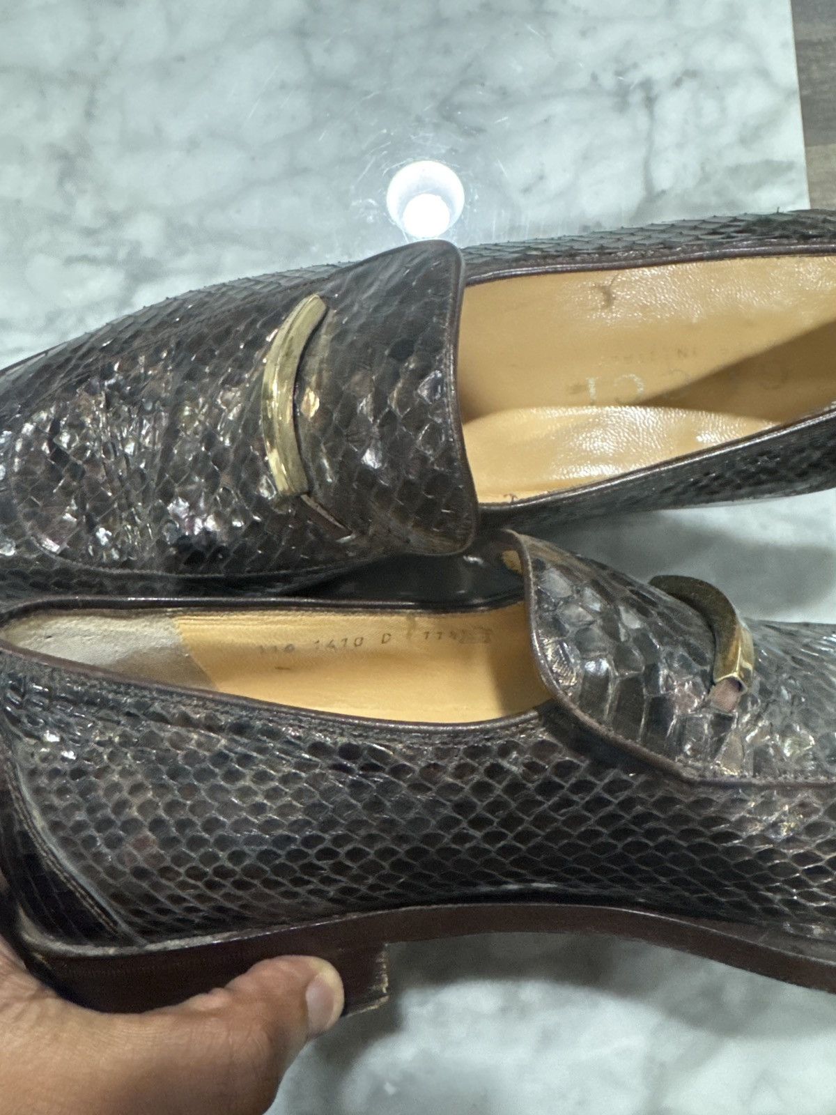 Gucci Gucci Runway Vintage Python Skin Loafers- Brown Iridescent Size US 11.5 / EU 44-45 - 6 Thumbnail