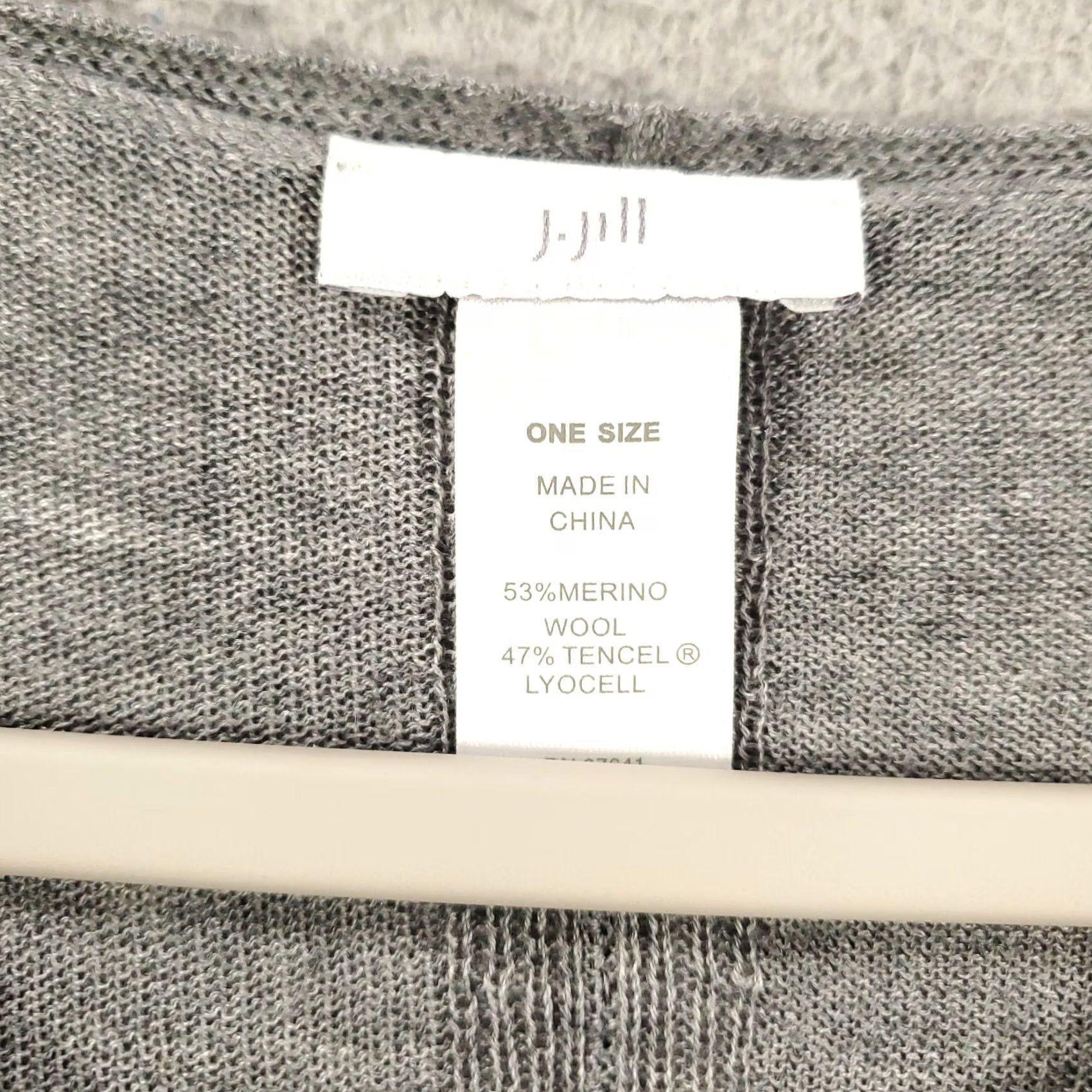 J. Jill J. Jill Womens Gray Wool Blend Poncho Sweater One Size Kimono Sleeve Side Button Casual Size ONE SIZE - 5 Thumbnail