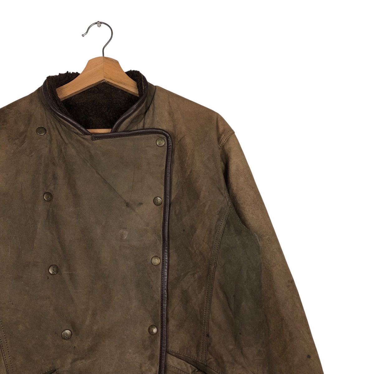 Japanese Brand 📌 Biker Leather Jacket Double Collar Shearling Issey Miyake Size US M / EU 48-50 / 2 - 7 Thumbnail