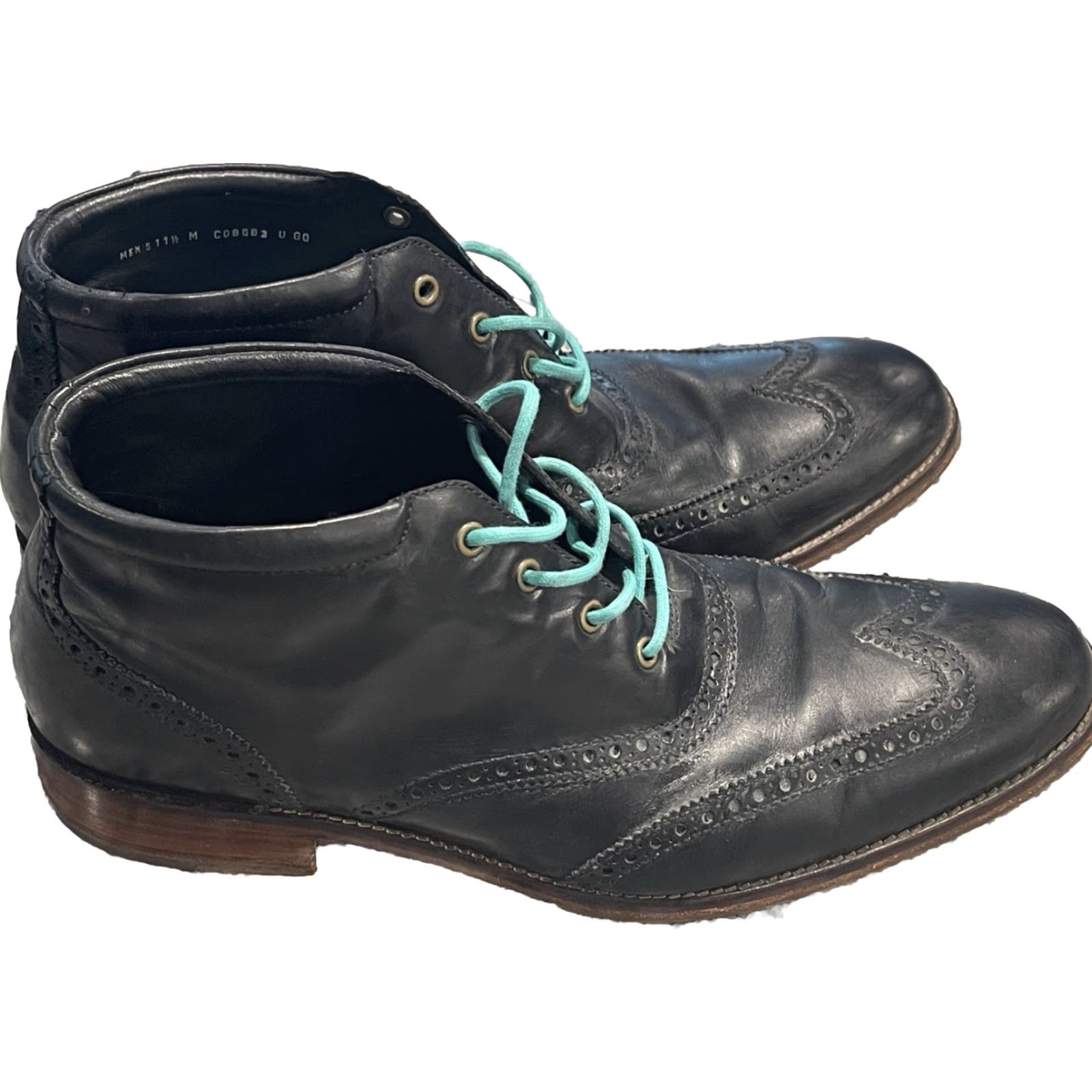 Cole Haan Cole Haan Mens Boots Wing Tip Chukka Oxford Derby Lace Up Size 11.5 Black Leather Shaft Ankle M Solid Classic Size US 11.5 / EU 44-45 - 3 Thumbnail