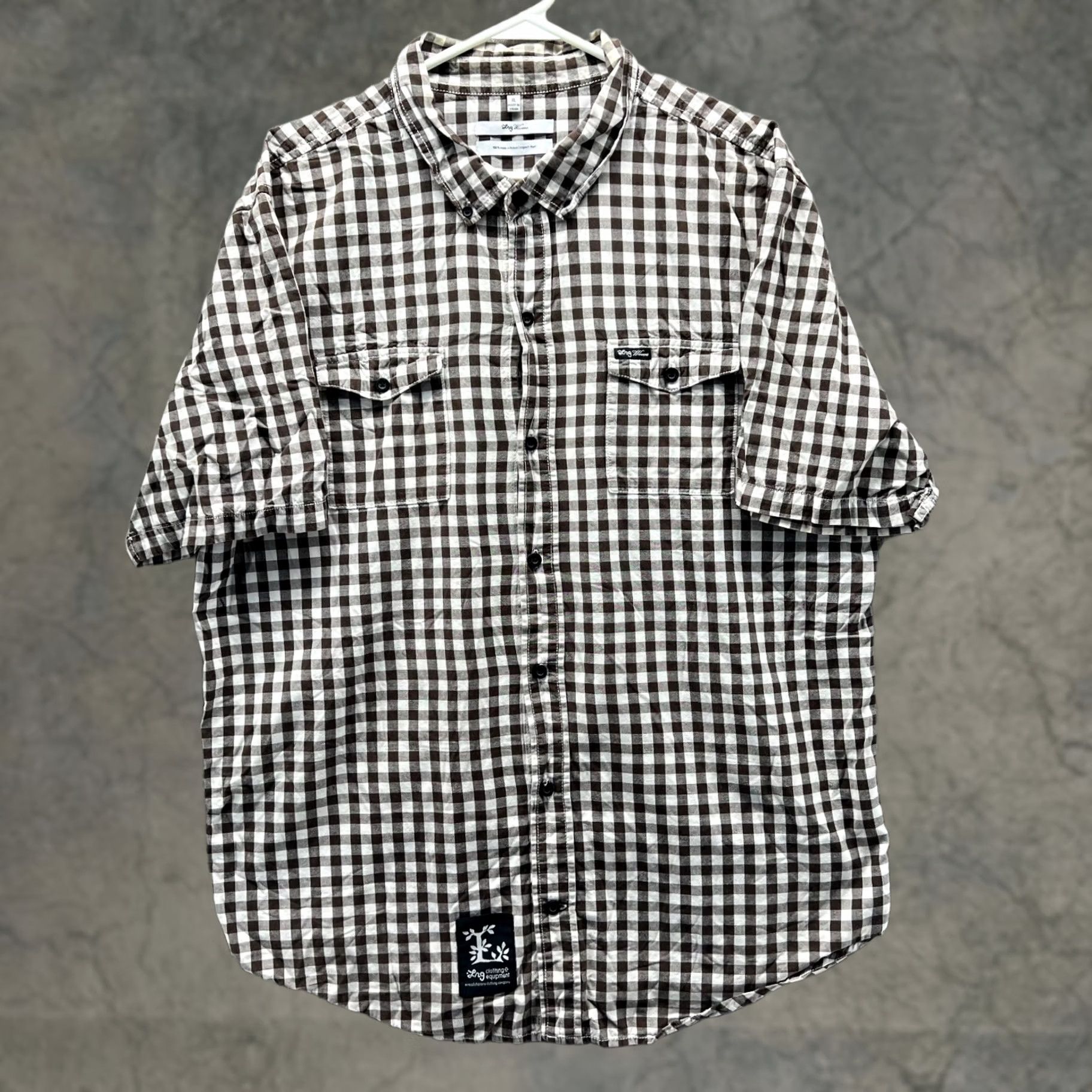 Vintage LRG Shirt Mens XL Brown White Gingham Checkered Button Down Cotton Patch Casual Size US XL / EU 56 / 4 - 1 Thumbnail