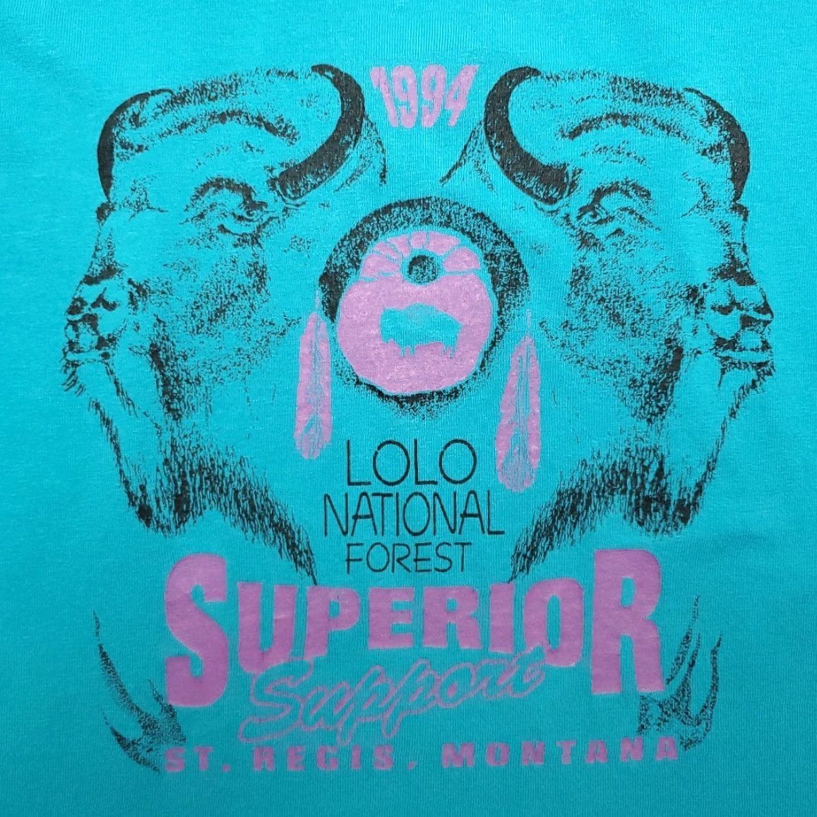 Vintage VINTAGE Oneita T Shirt L Lolo Forest superior St Regis MT 90s Single Stitch Fire Bison Mens L Green Solid Crew Neck Cotton Blend Jersey Graphic Print Size US L / EU 52-54 / 3 - 3 Thumbnail