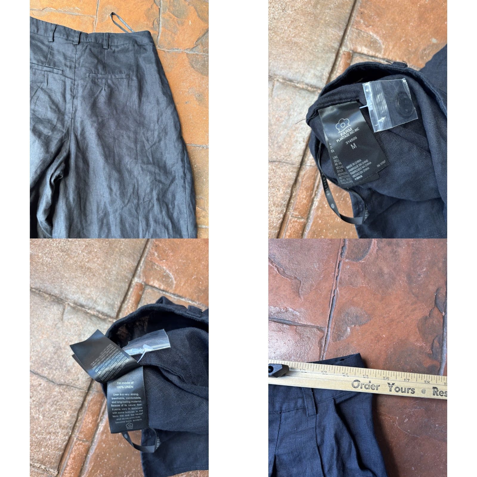Farm Rio Farm Rio 100% Linen Wide Leg Pants Womens Medium Black Palazzo Size 32" / US 10 / IT 46 - 9 Thumbnail