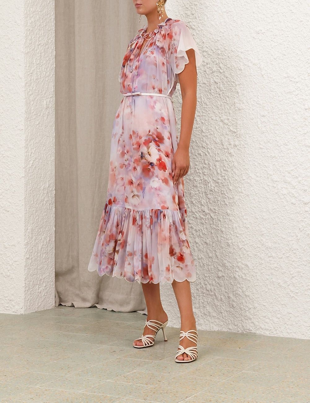 Zimmermann oc11z0226 Crush Flutter Midi Dress In Multicolor Size M / US 6-8 / IT 42-44 - 3 Thumbnail