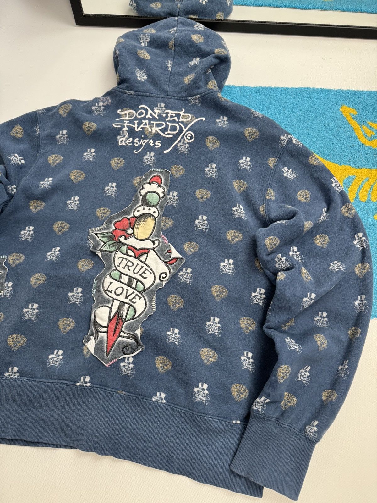 Ed Hardy Vintage Y2K Ed Hardy Monogram Patch Graphic Multilogo Hoodie Size US L / EU 52-54 / 3 - 12 Thumbnail