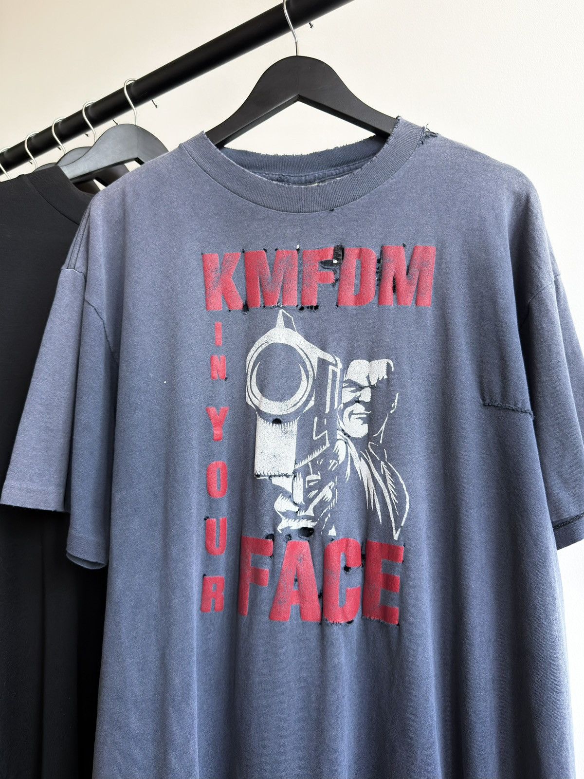 Band Tees Vintage Thrashed 90s KMFDM Erd Faded Grunge WCC Band Tee Size US XL / EU 56 / 4 - 1 Thumbnail