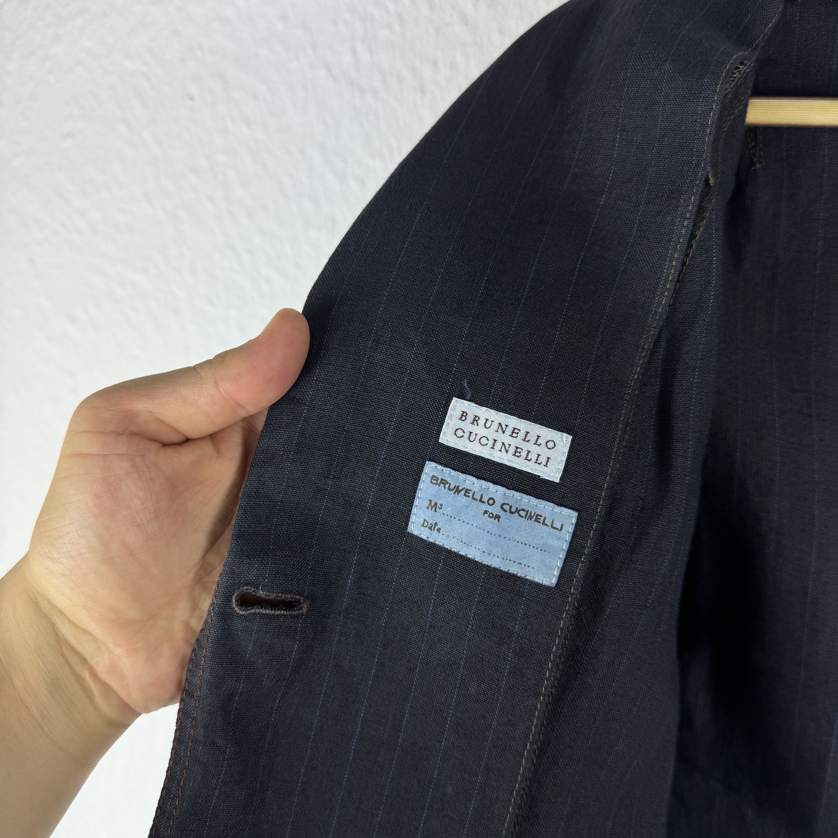 Brunello Cucinelli Women`s BRUNELLO CUCINELLI NAVY 100% LINEN STRIPED BLAZER Size L / US 10 / IT 46 - 11 Thumbnail