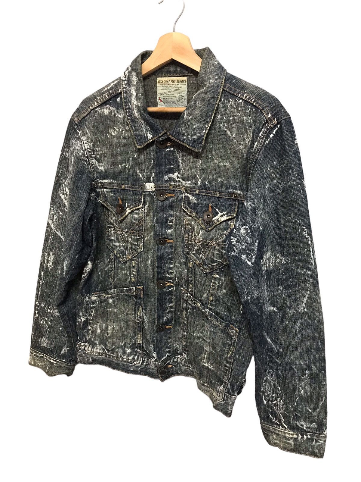 If Six Was Nine Vintage Big Shark Jeans Painted Art Denim Jacket Size US L / EU 52-54 / 3 - 2 Thumbnail