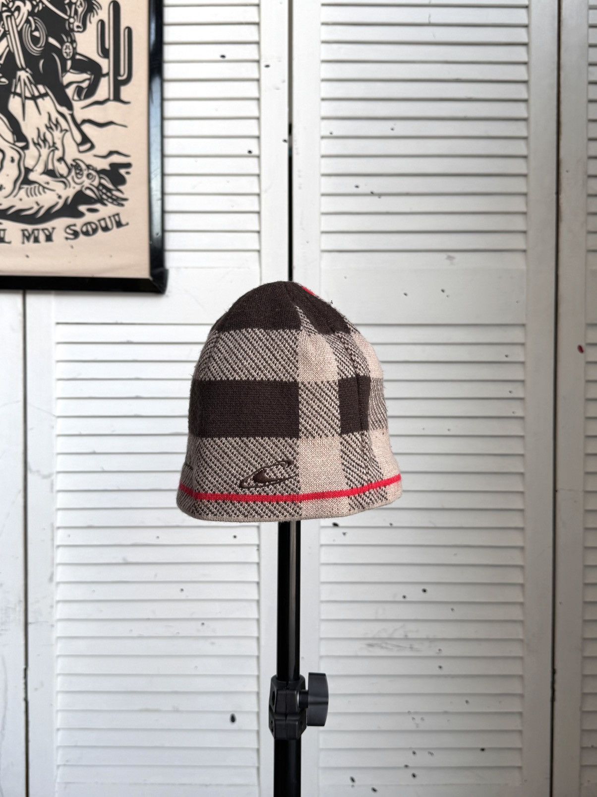 O'Neill Vintage O’Neill Burberry Style Plaid Knit Beanie Hat Ski Y2K Size ONE SIZE - 7 Thumbnail