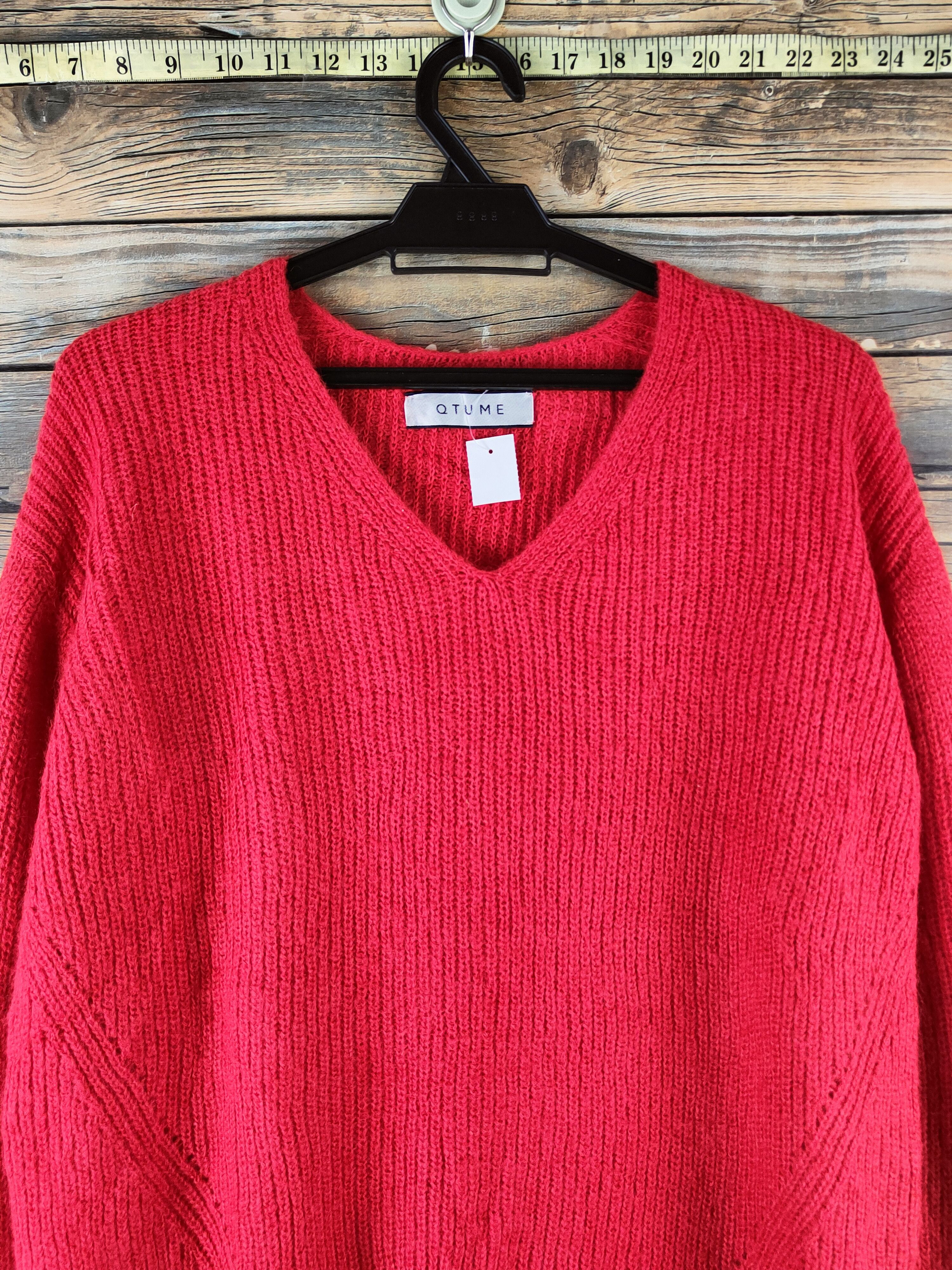 Japanese Brand DL Qtume Red Knitwear Sweatshirts #46-940 Size L / US 10 / IT 46 - 2 Thumbnail