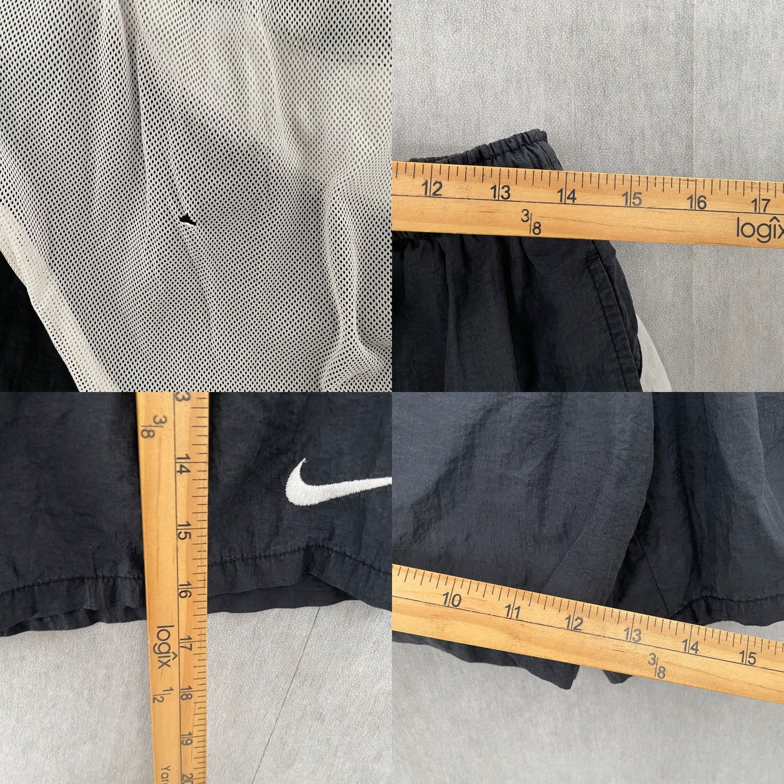 Nike VINTAGE Nike Shorts Bottom Mens XL Black Lined Swim Trunks Big Swoosh Logo Men Size US 36 / EU 52 - 9 Thumbnail