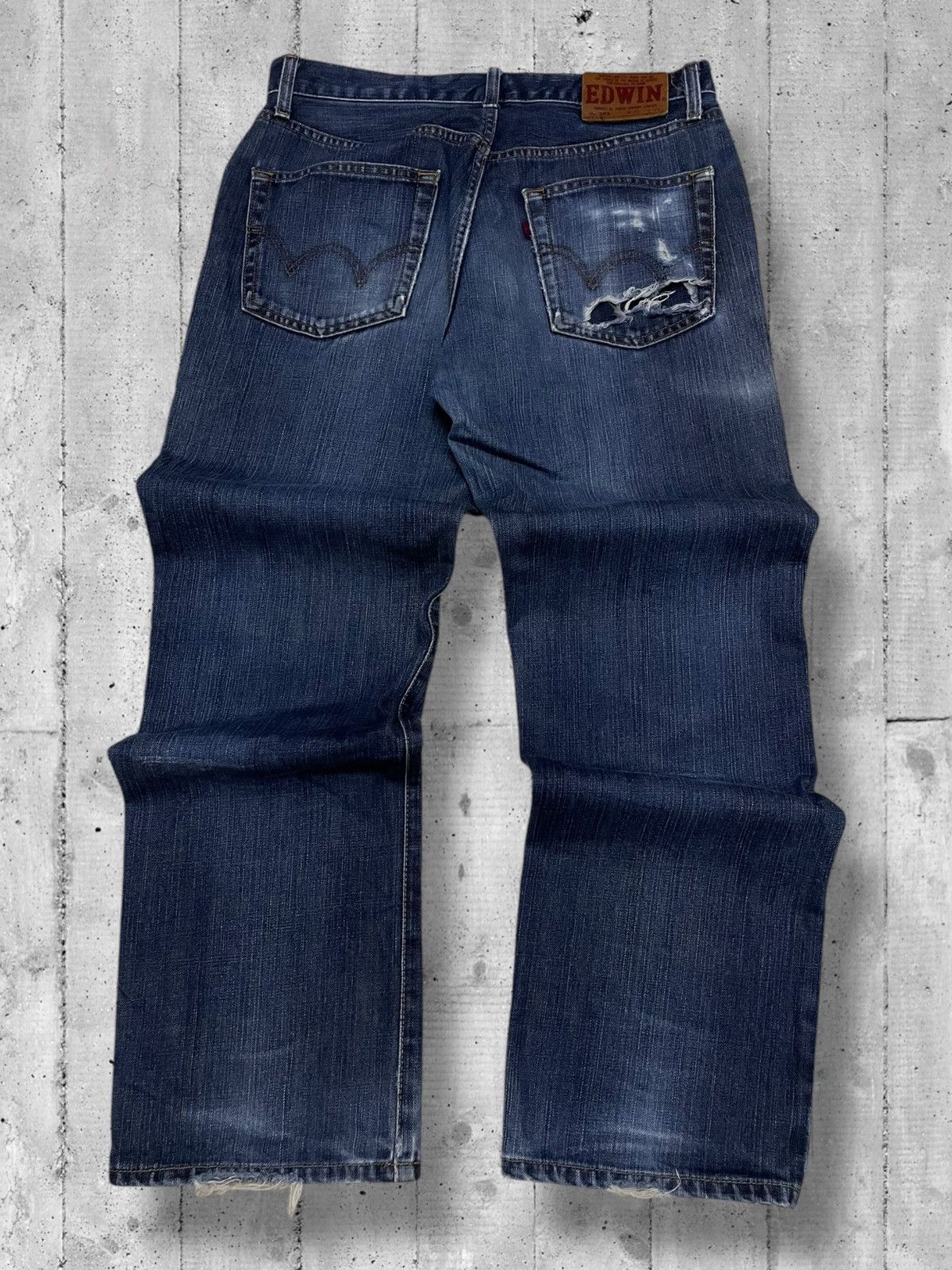 Designer × Edwin × Vintage Vintage 1990s Japan Desiner Edwin Distressed Blue Denim Size US 31 - 8 Thumbnail