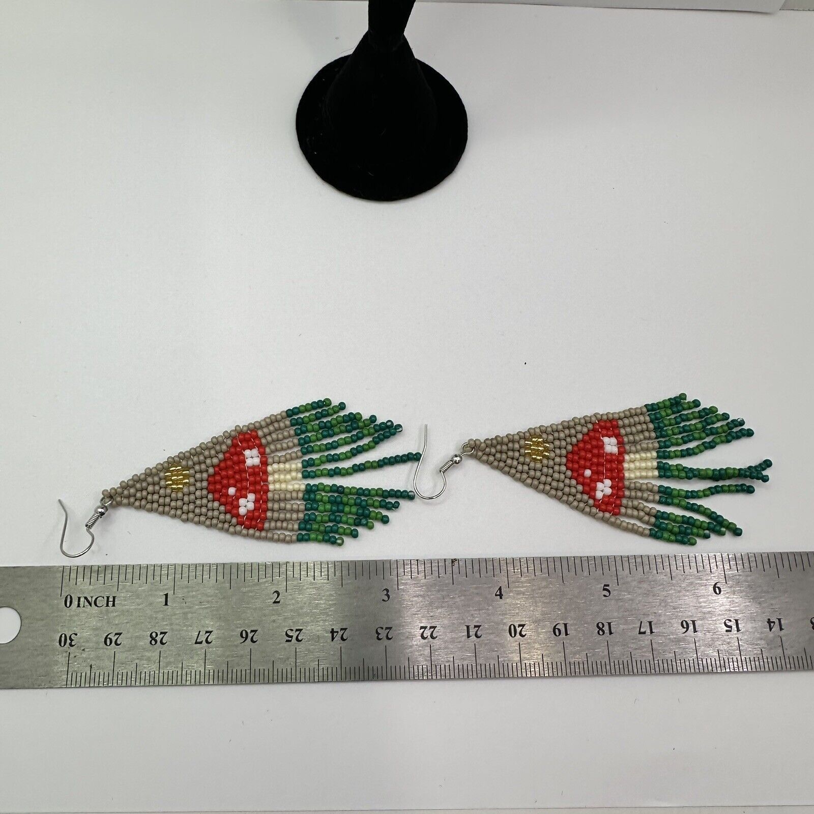 Other Aminata Mushrooms Seed Beaded Dangling Hook Earrings New Size ONE SIZE - 6 Thumbnail