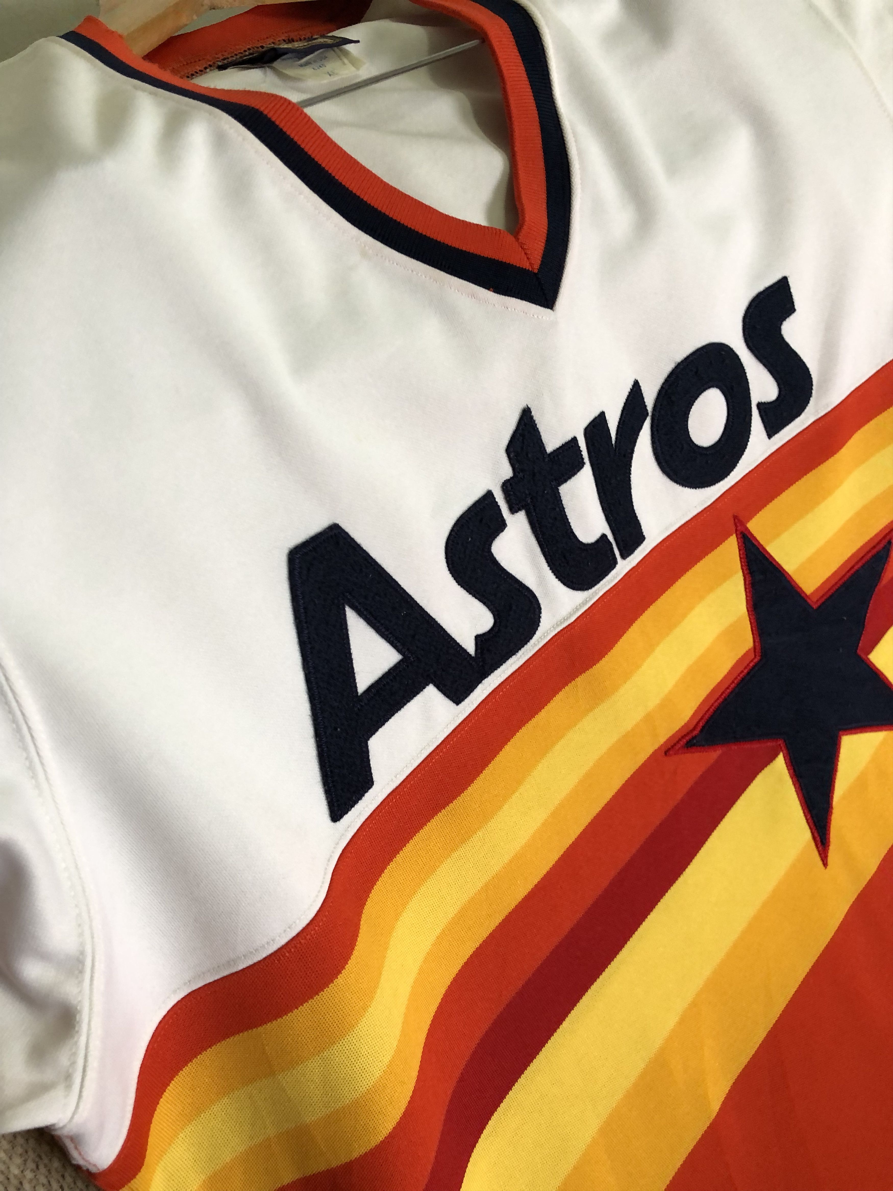 Vintage 🔥 Vtg 80s Houston Astros Baseball Jersey HipHop Autographed Size US XL / EU 56 / 4 - 17 Thumbnail