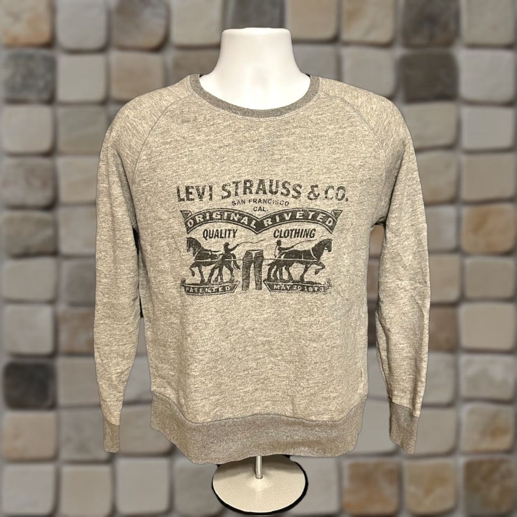 Levi's VINTAGE Levi's Sweatshirt Pullover Unisex Adults Large Heather Gray Front Graphic Logo Size US L / EU 52-54 / 3 - 1 Thumbnail