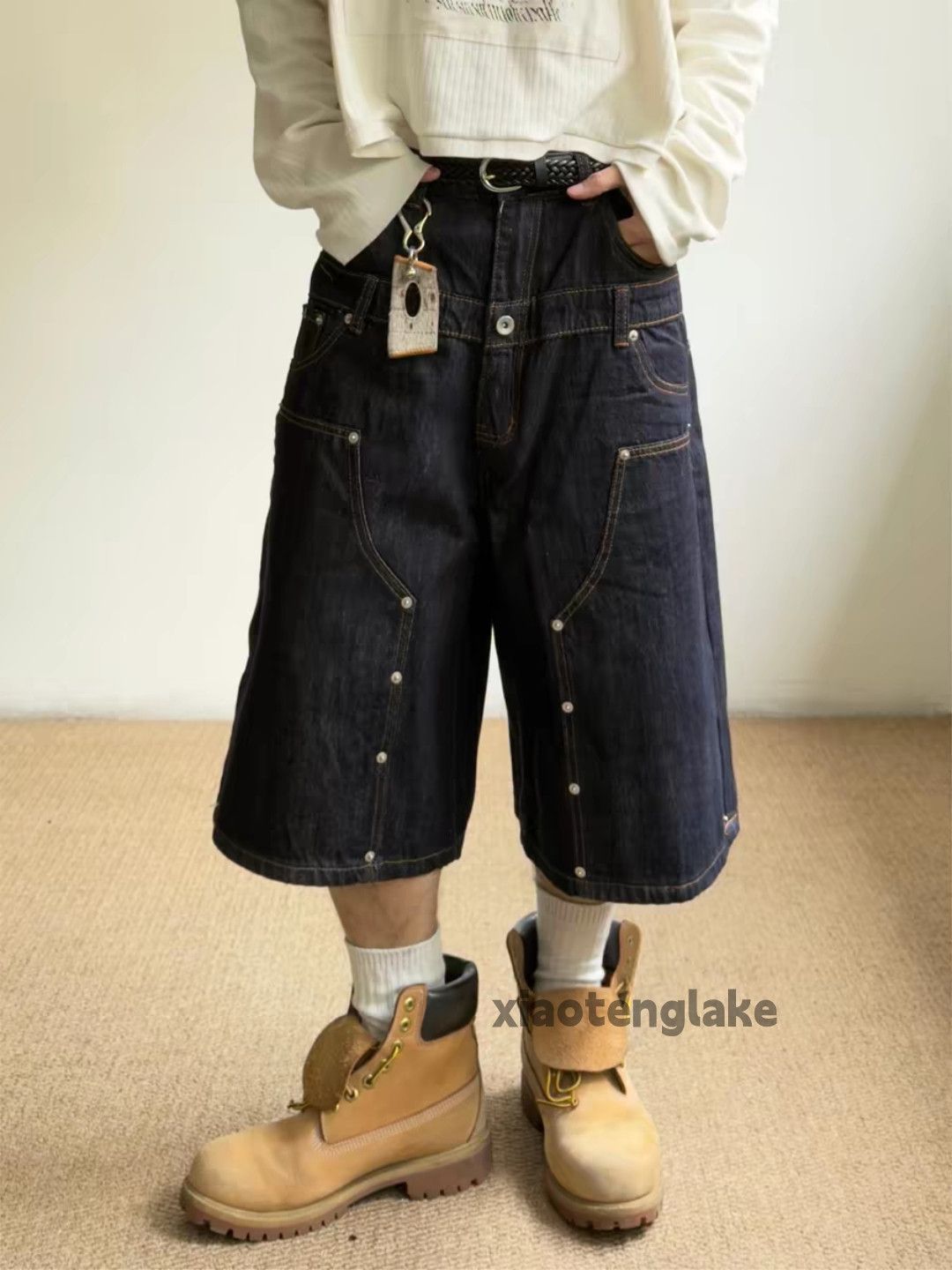 Jean xz double waist Balenciaga rickowens style carpenter shorts Size US 33 - 2 Thumbnail