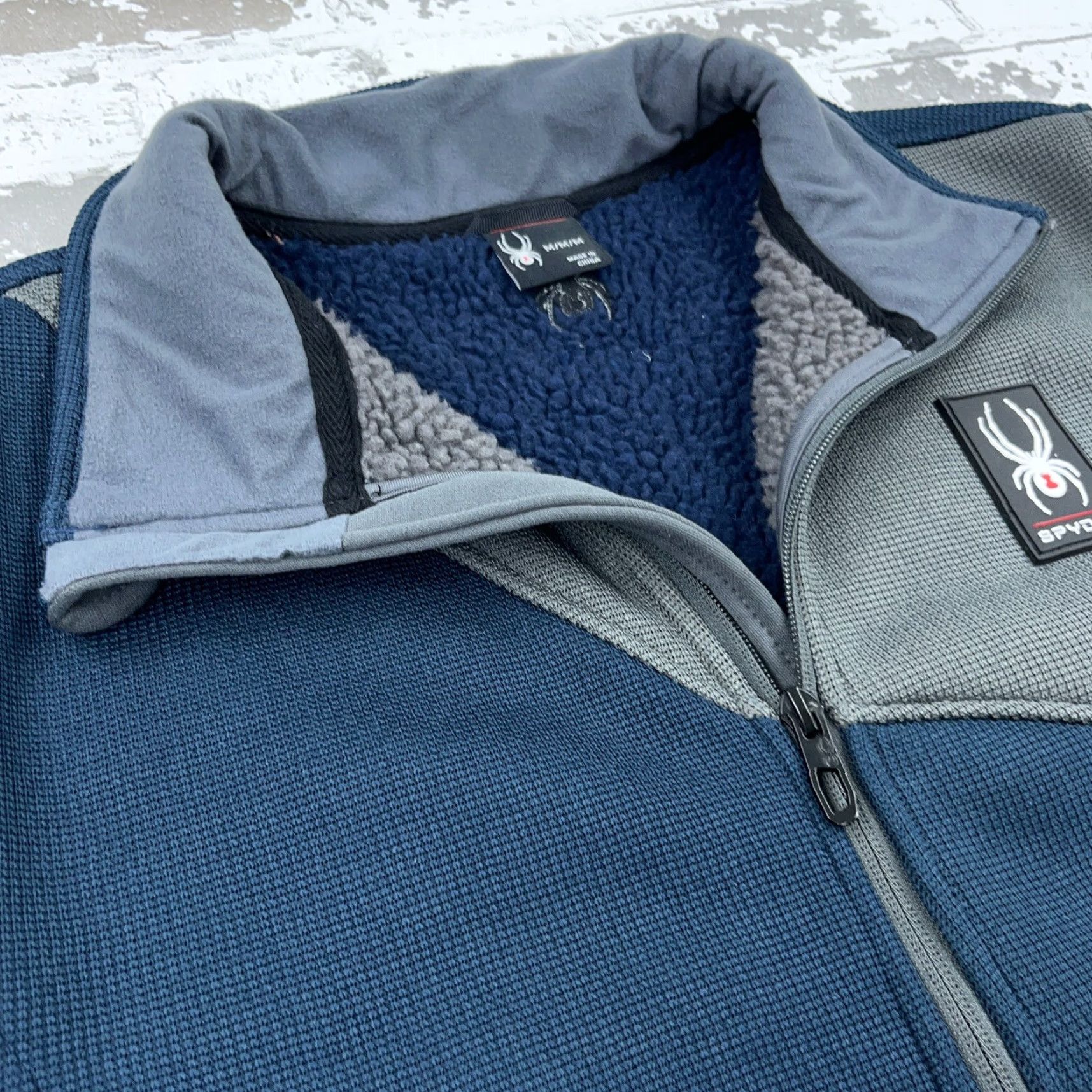 Spyder Spyder Jacket Men M Blue Full Zip Lined Pile Waffle Knit Thermal All Seasons Mock Neck Casual Skiing Motorsports Size US M / EU 48-50 / 2 - 4 Thumbnail
