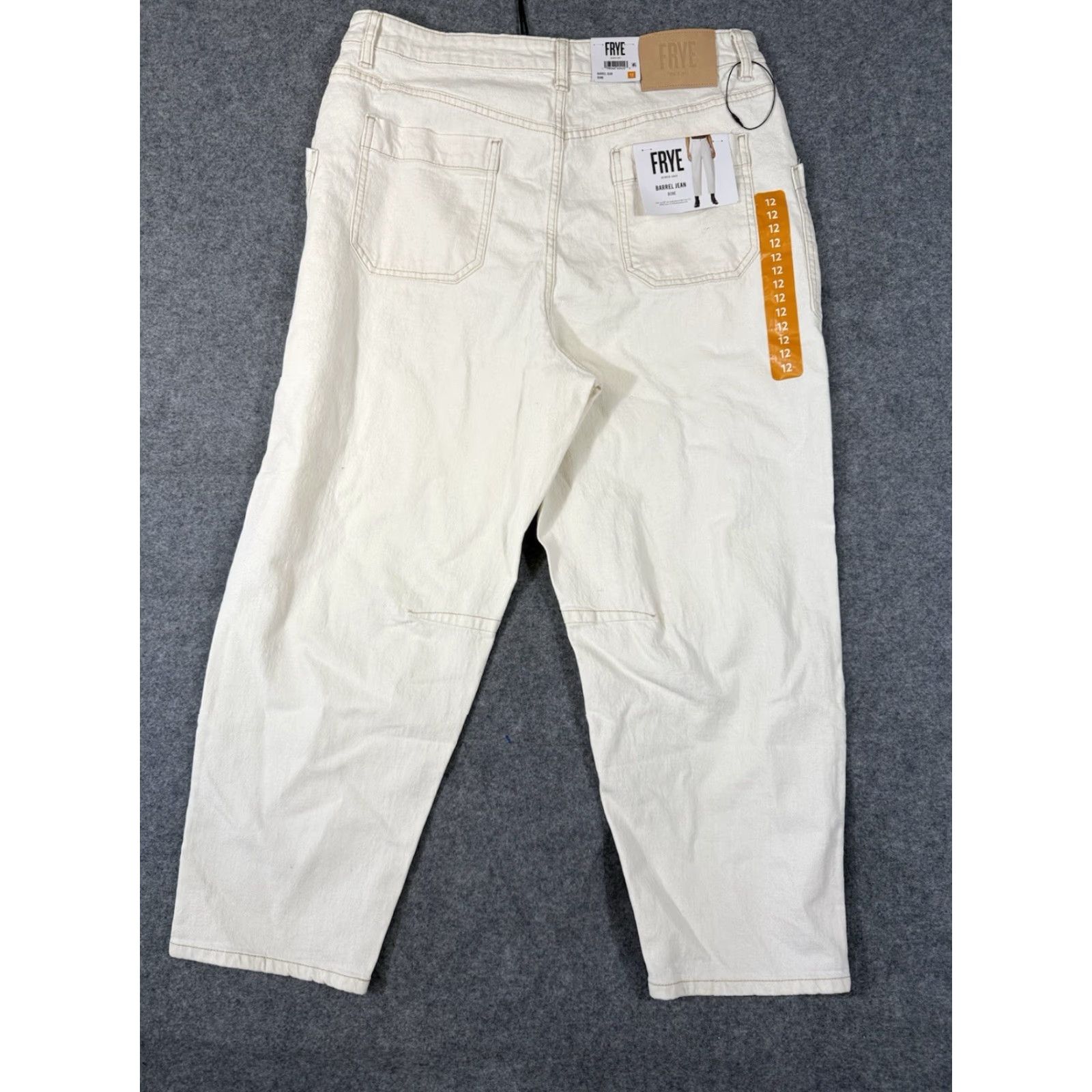 Frye Frye Barrel Ankle Jeans Womens 12 Bone Ivory Stretch Button Fly High Rise NWT Size 34" / US 12 / IT 48 - 2 Thumbnail