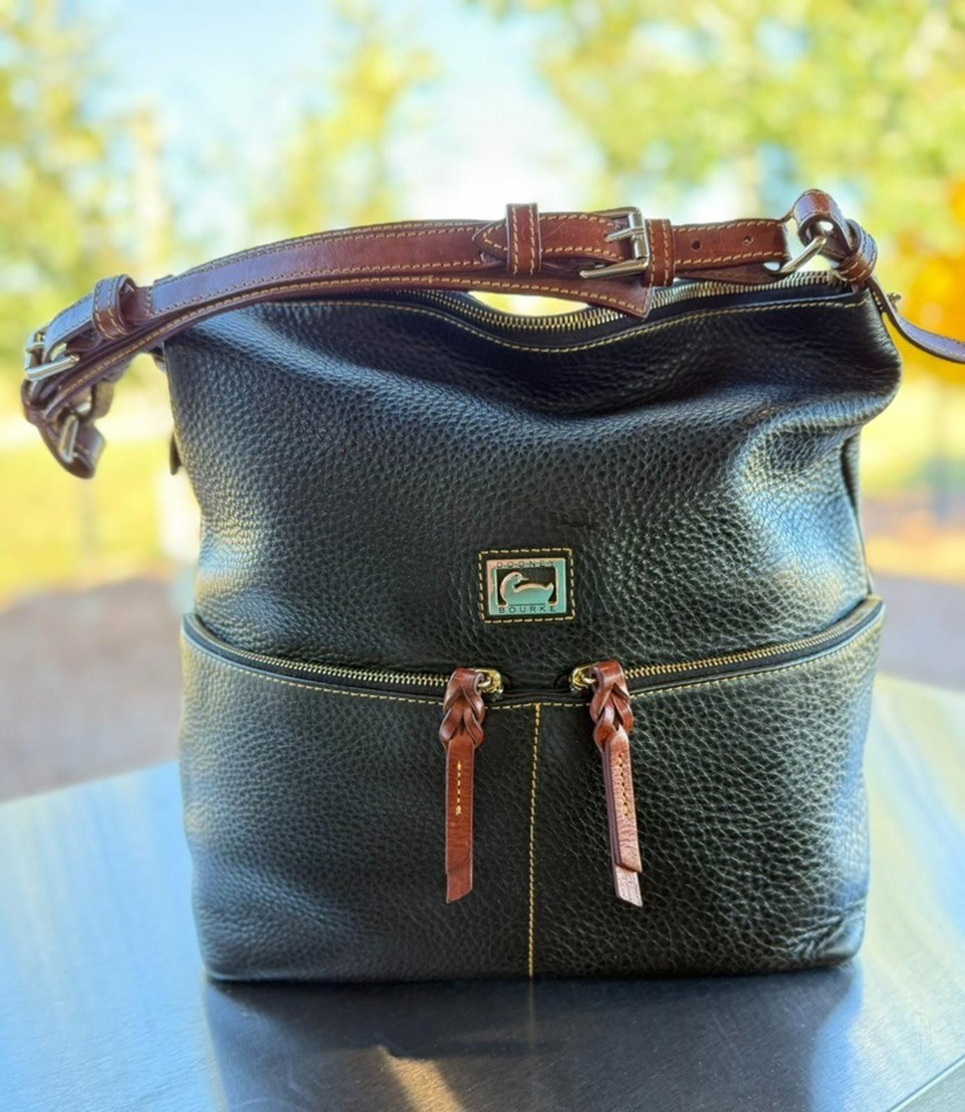 Dooney & Bourke Dooney & Bourke Dillen Pocket Navy Pebbled Leather Hobo Bag Size ONE SIZE - 1 Thumbnail