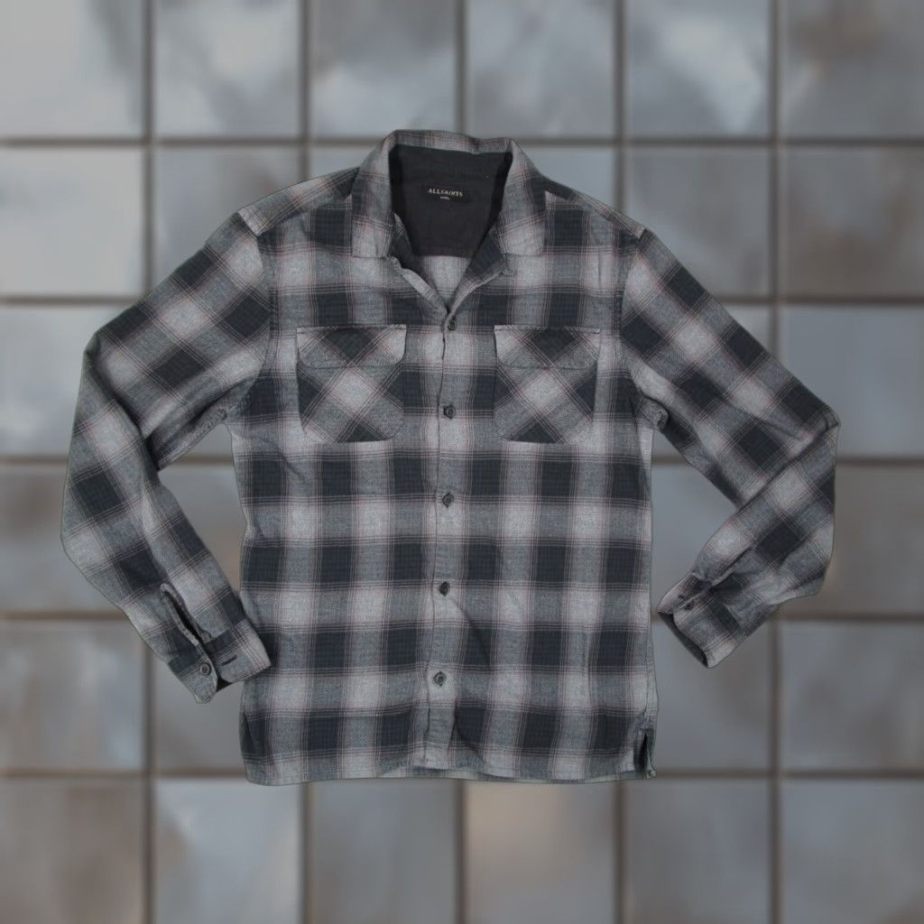 Allsaints VINTAGE AllSaints Men's Shirt Long Sleeve Check Cotton Casual Button Up Gray Small Size US S / EU 44-46 / 1 - 1 Thumbnail