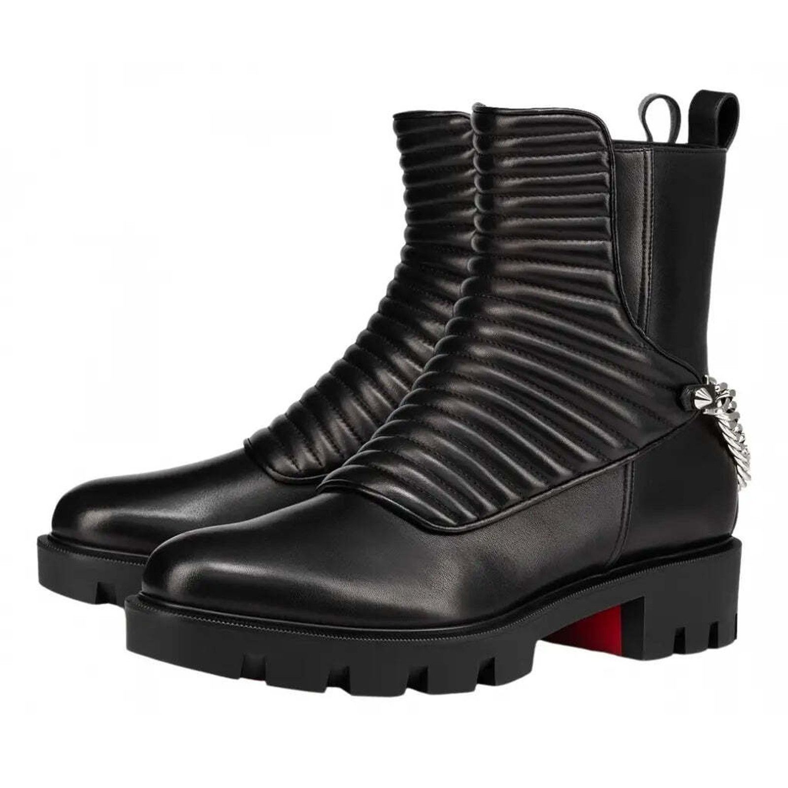 Christian Louboutin Christian Louboutin Maddic Max Flat Calf Black Silver Chain Size US 6 / IT 36 - 1 Thumbnail
