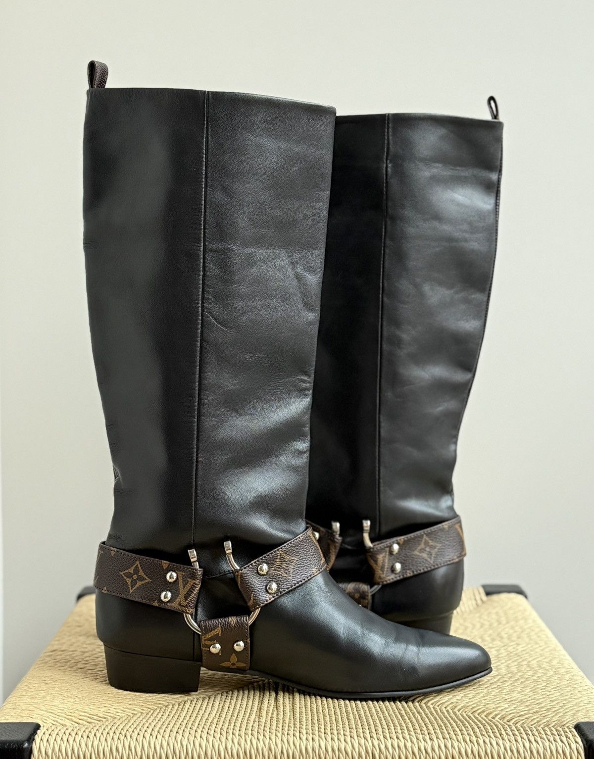Louis Vuitton Louis Vuitton Rhapsody Monogram Tall Knee Moto Leather Boots Size US 10 / IT 40 - 10 Thumbnail