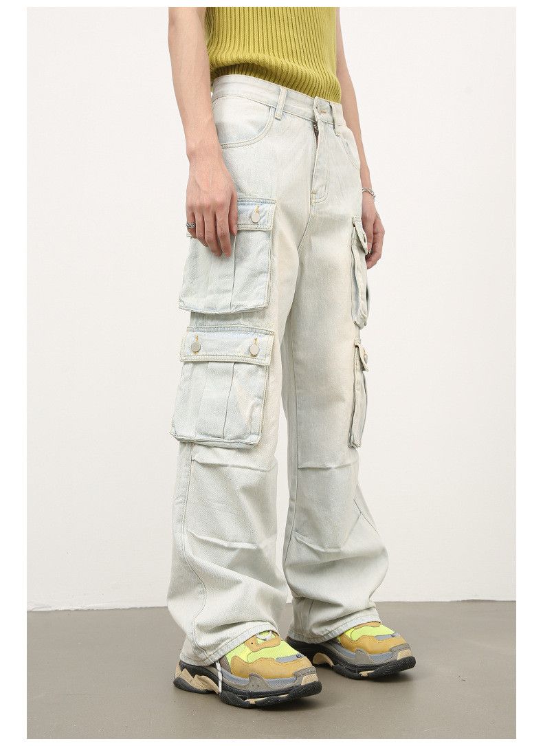 Japanese Brand × Jean Multi-pocket vintage loose straight cargo wide-leg jeans Size US 32 / EU 48 - 4 Thumbnail