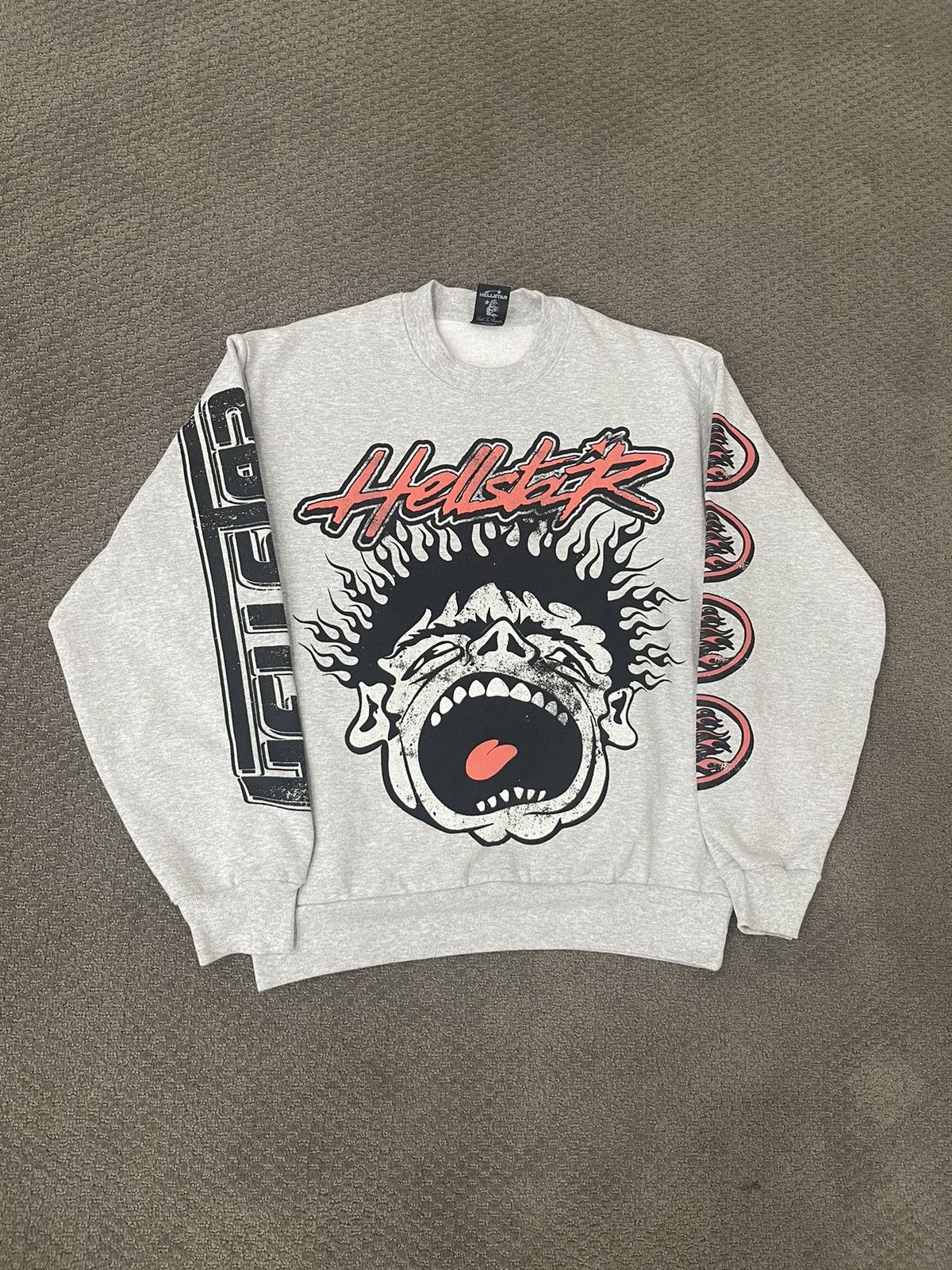 image of Hellstar Crewneck in Grey, Men's (Size Small)