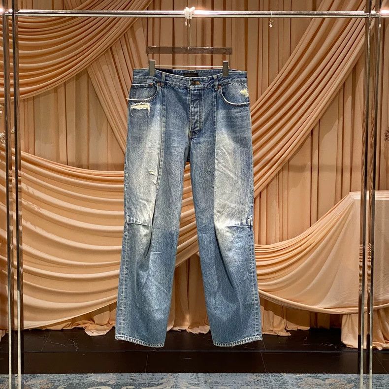 Balenciaga Balenciaga Washed blue knife cuts jeans. Size US 32 / EU 48 - 1 Thumbnail