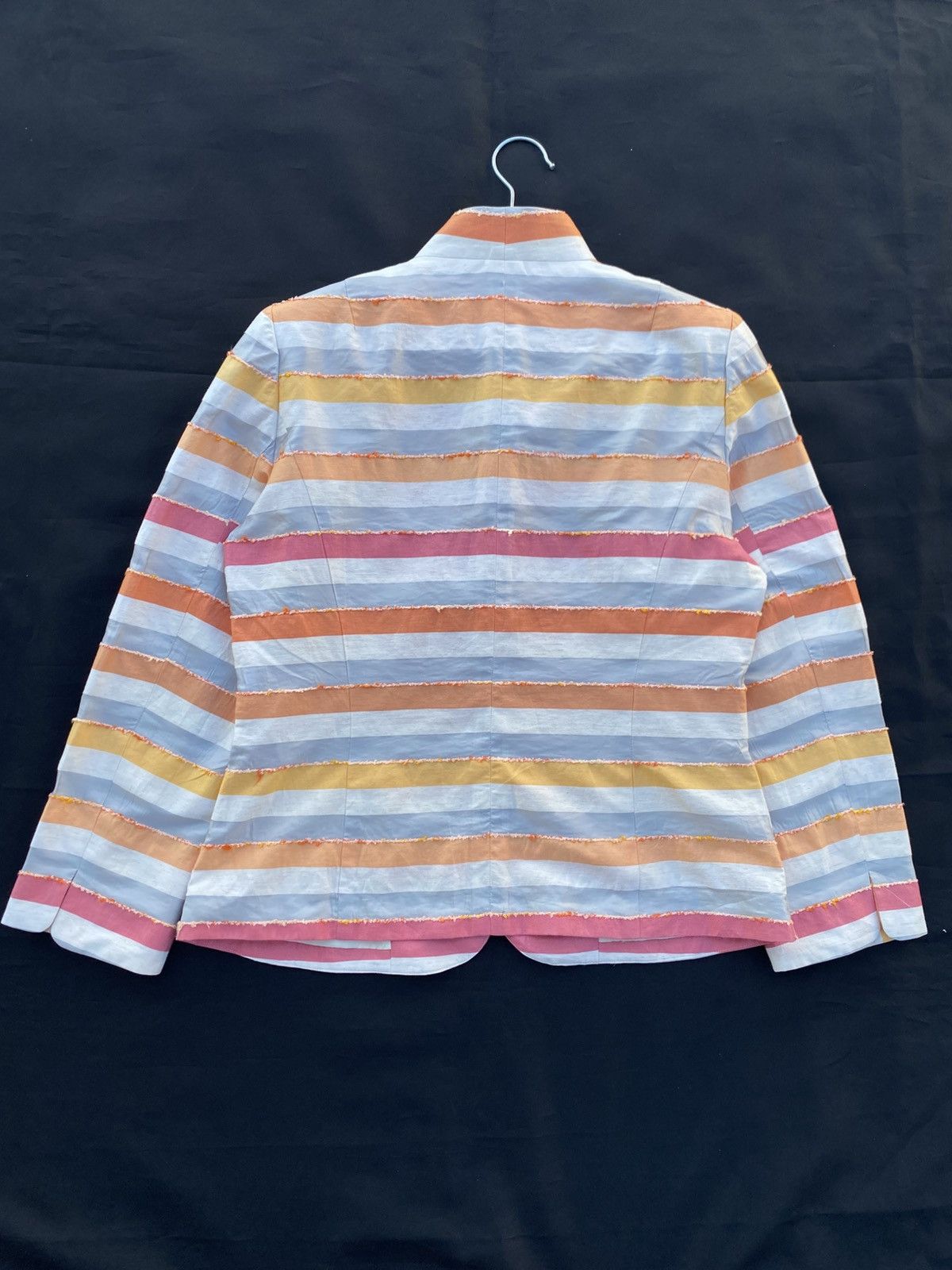 Japanese Brand Rare Vintage Stripes Raw Edge Design Women Blazer Size S / US 4 / IT 40 - 13 Thumbnail
