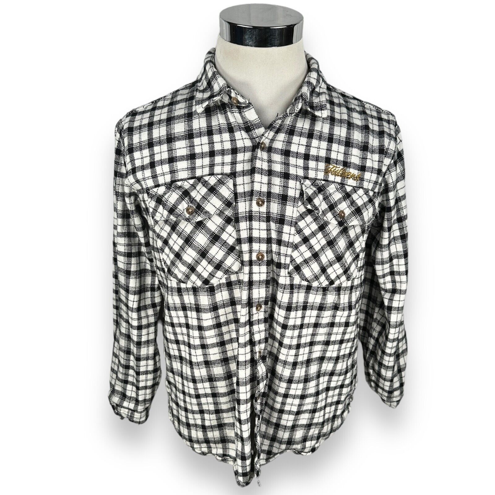 Full Send Full Send Nelk Boys Flannel Shirt Mens M White Black Plaid Size US M / EU 48-50 / 2 - 1 Thumbnail