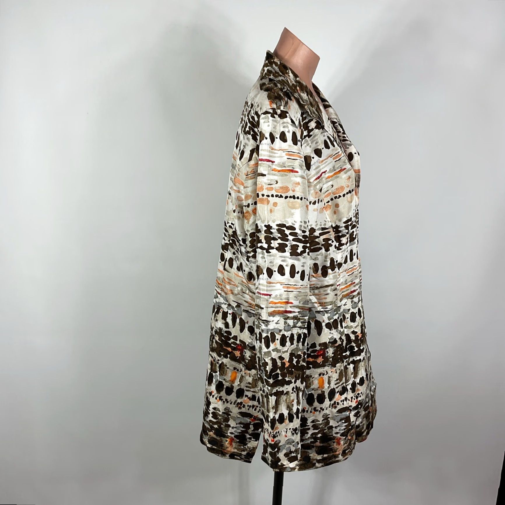 VINTAGE Chico’s Silk Wearable Art Jacket Blazer Open Front 3 Hooks Multicolor Silk Embroidered 90s Bohemian Geometric Women XL