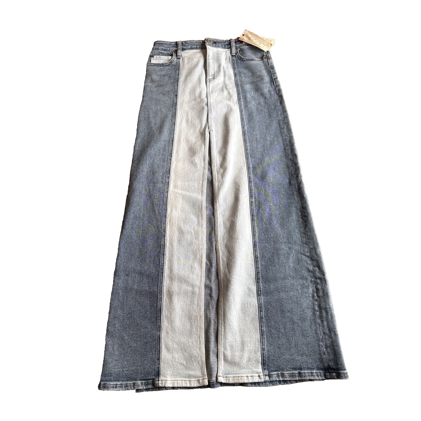 Alice + Olivia Alice + Olivia Rye TwoTone Denim Maxi Skirt Brooklyn Blue 27 Size 27" / US 4 / IT 40 - 2 Thumbnail