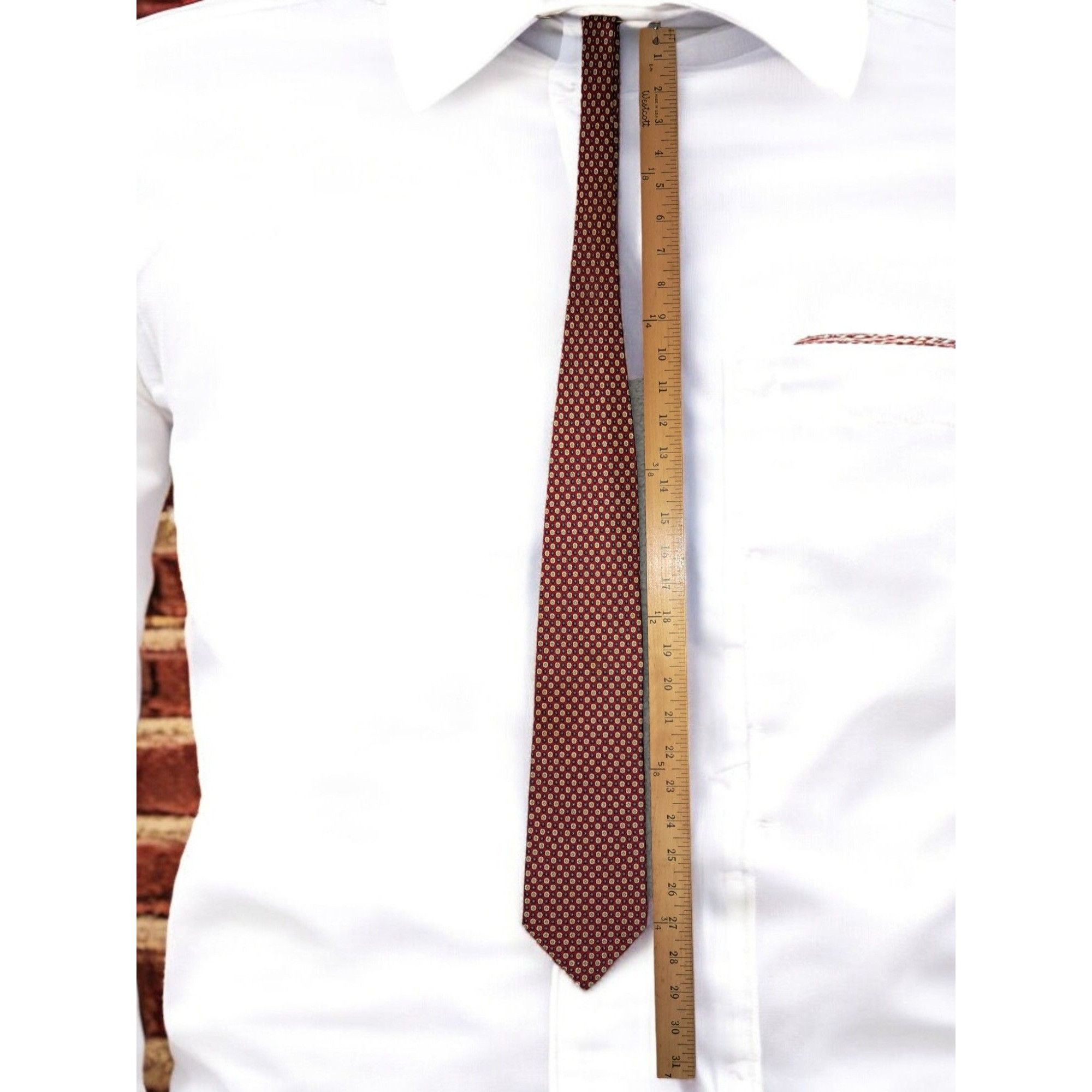 Other St. Loren 100% Silk Tie – Italian-Made Red Geometric Necktie Size ONE SIZE - 9 Thumbnail