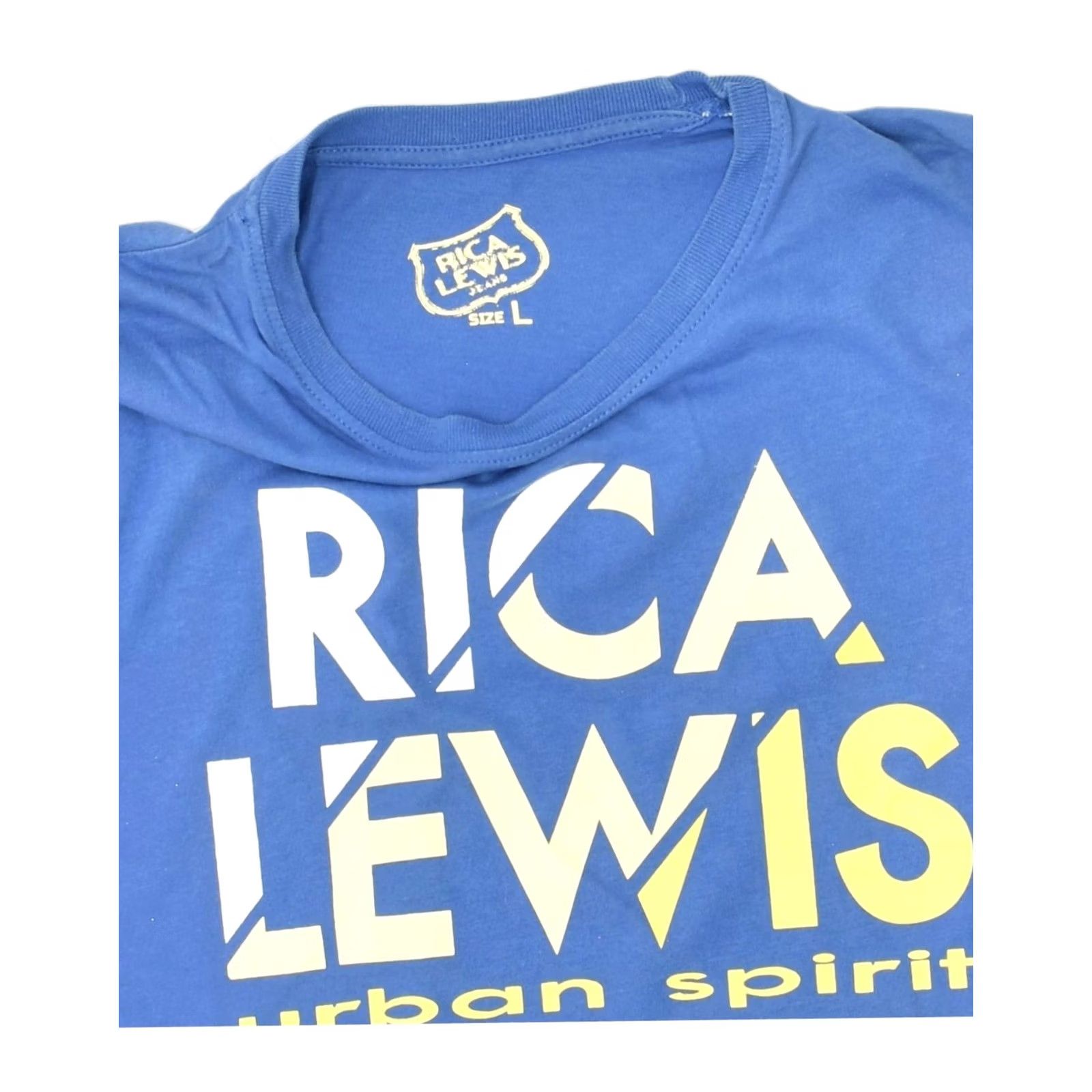 Vintage RICA LEWIS Mens Slim Fit Graphic T-Shirt Top Large Blue Cotton Size US L / EU 52-54 / 3 - 3 Thumbnail
