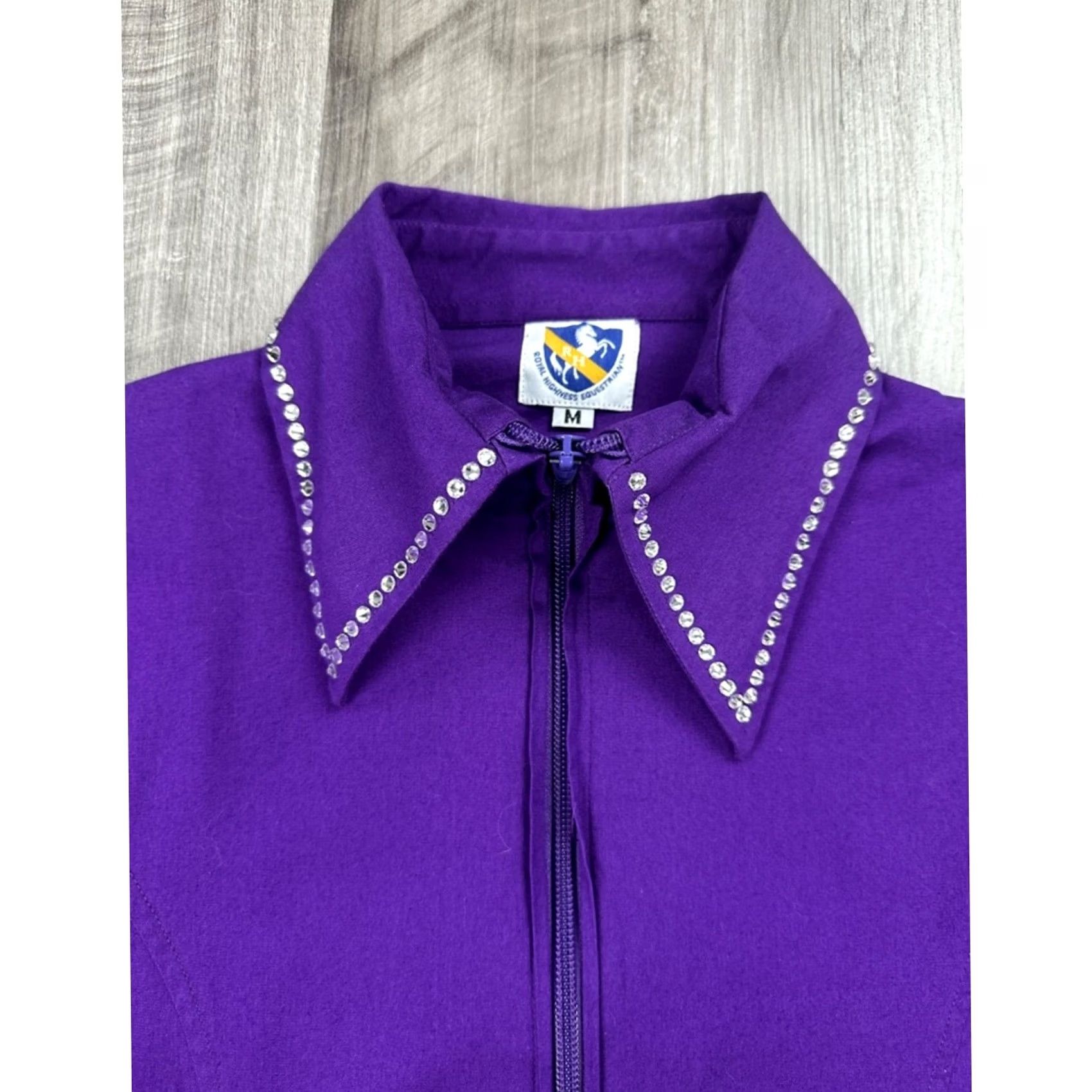 Vintage Royal Highness Equestrian Blouse Women's Medium Purple Shirt Size M / US 6-8 / IT 42-44 - 4 Thumbnail