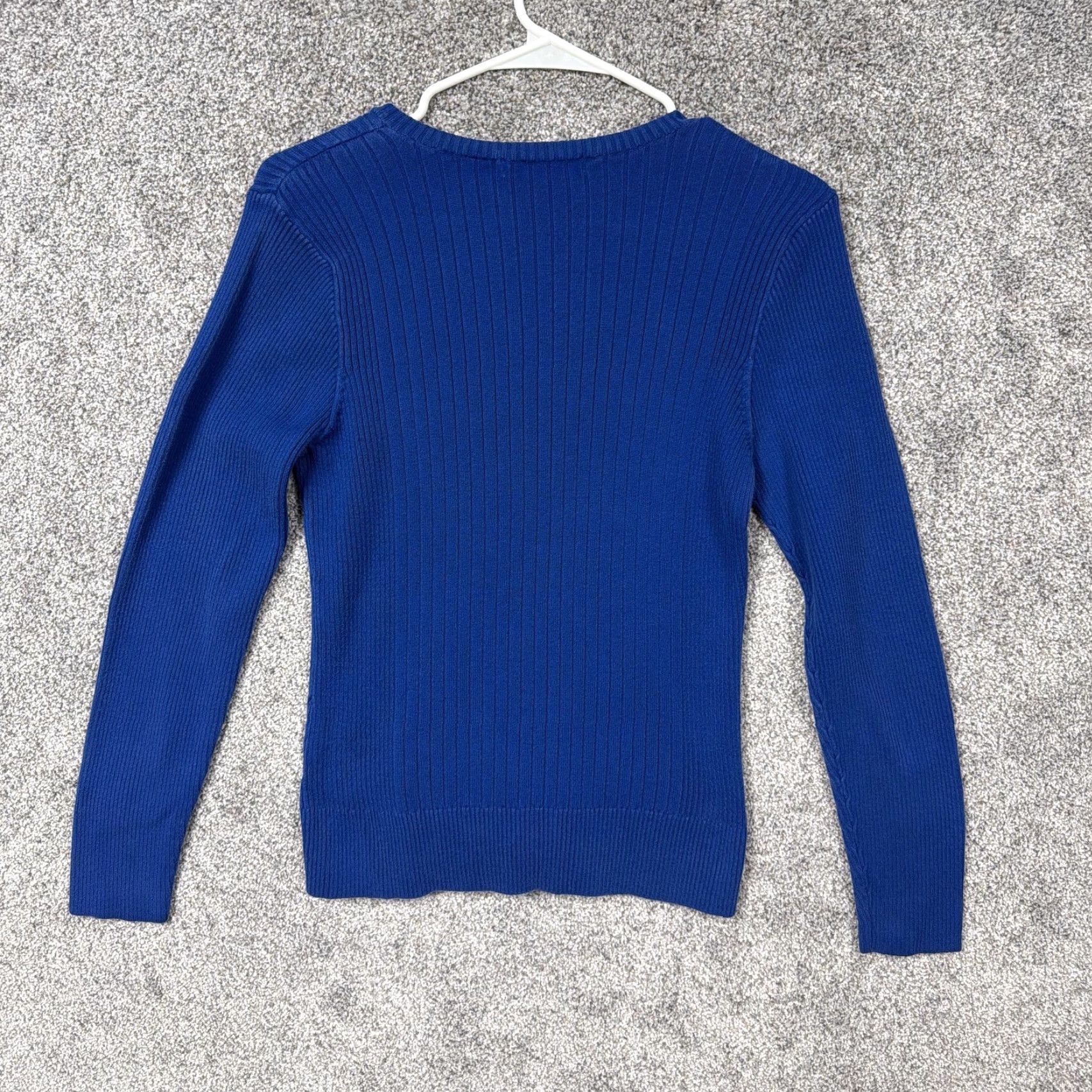 Vintage PRIA Sweater Women's M Blue V-Neck Ribbed Knit Minimalist Preppy Layering Shirt Size M / US 6-8 / IT 42-44 - 6 Thumbnail