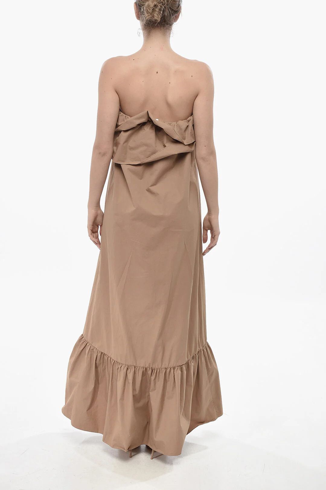 Saint Laurent Paris og1mm0326 Cotton Strapless Dress in Beige Size S / US 4 / IT 40 - 2 Thumbnail