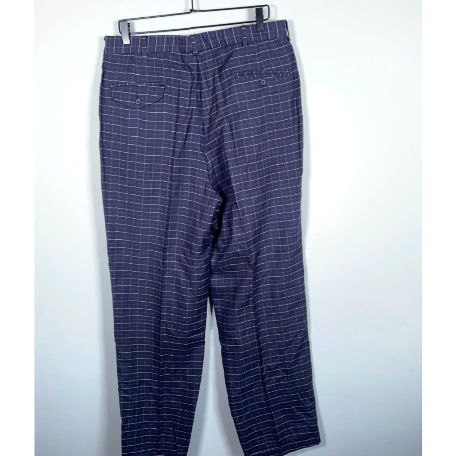 Polo Ralph Lauren VINTAGE Polo Ralph Lauren Wool Pleated Trousers Men 34 x 32 Blue Check Pants USA Made Size US S / EU 44-46 / 1 - 2 Thumbnail