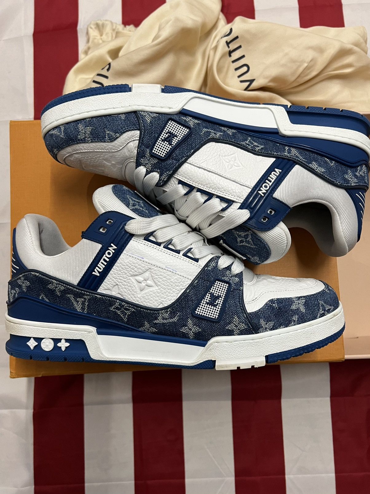 Louis Vuitton LV Monogram Denim Sneakers Blue/White
