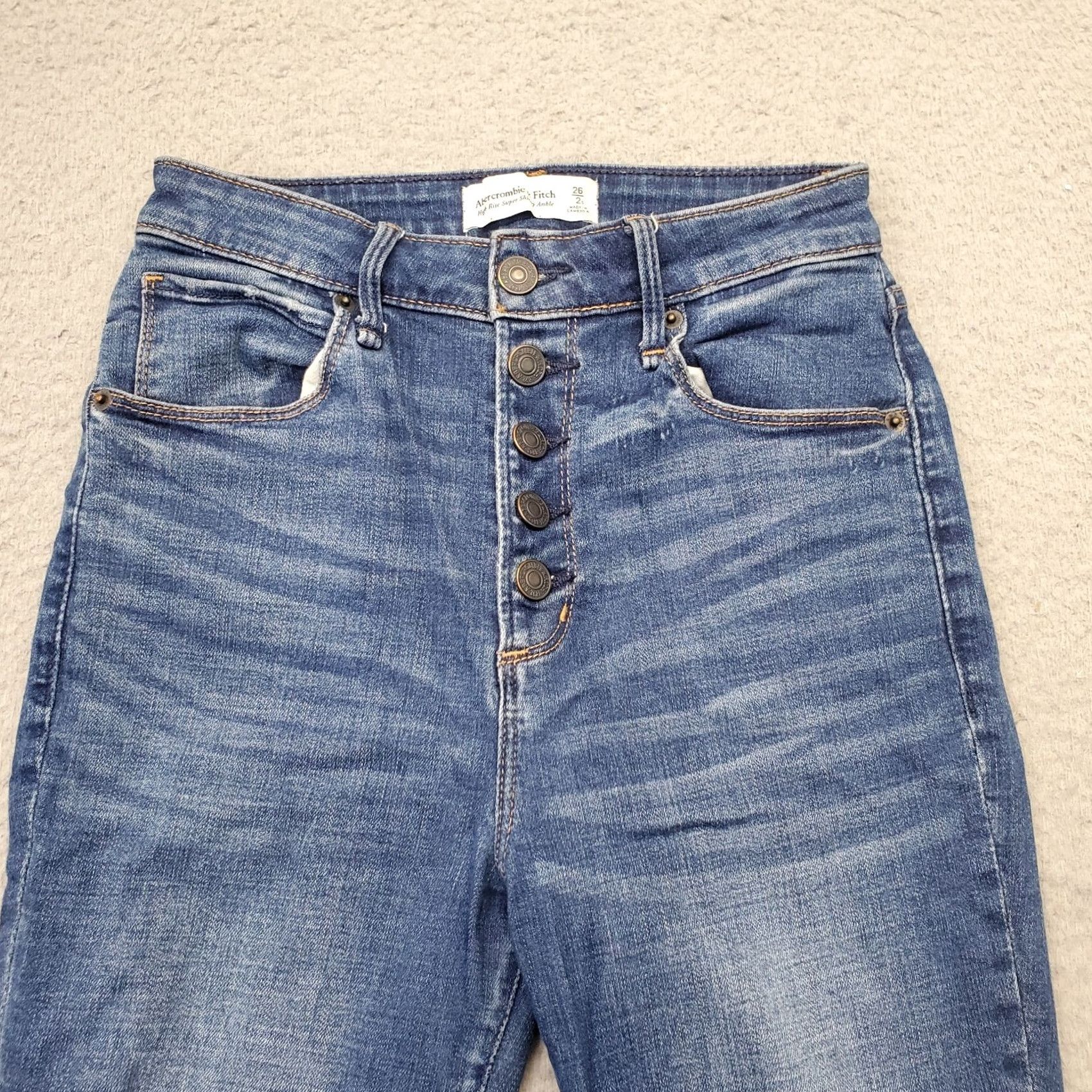 Abercrombie & Fitch Abercrombie & Fitch Jeans Womens 26/2 Blue Distressed High Rise Super Skinny Leg Size 26/2 Womens Distressed High Rise Jeans Size 26" / US 2 / IT 38 - 3 Thumbnail