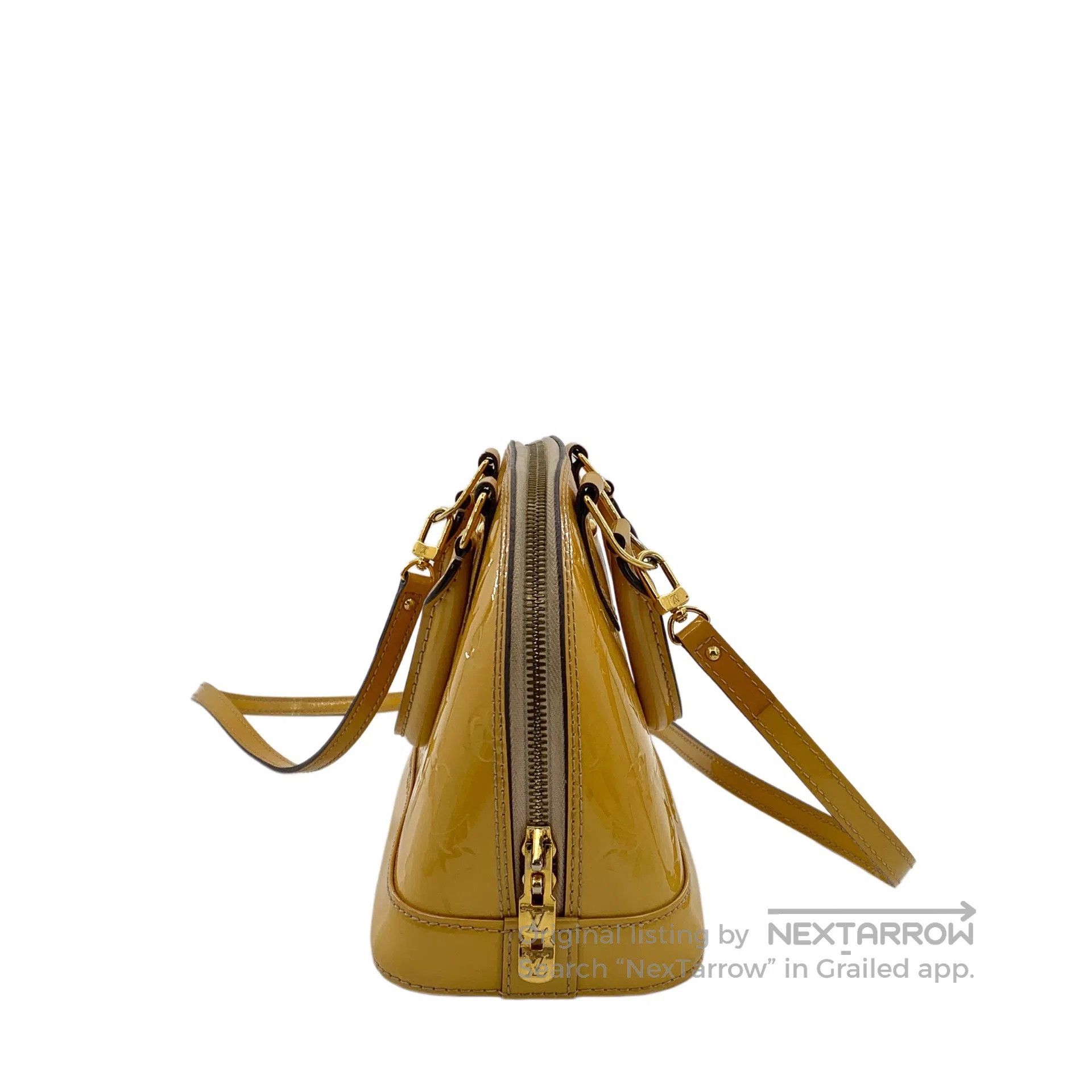Louis Vuitton Louis Vuitton Yellow Patent Leather Logo Embossed Shell Ba Size ONE SIZE - 2 Thumbnail