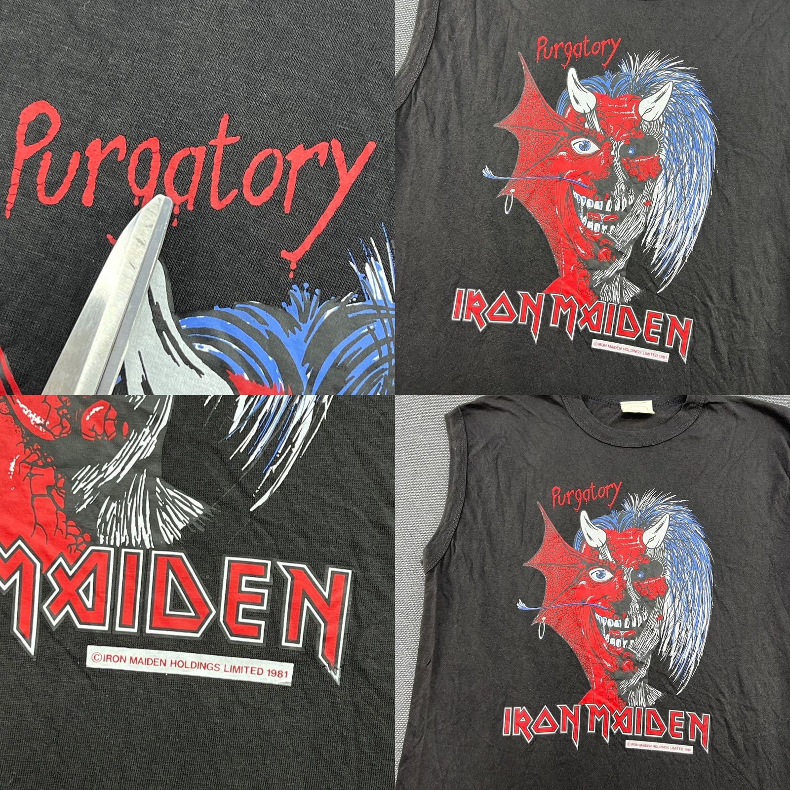 Vintage VINTAGE Iron Maiden Purgatory 1981 President Exclusive Mens Shirt Large Black Sleeveless T-Shirt Size US L / EU 52-54 / 3 - 9 Thumbnail