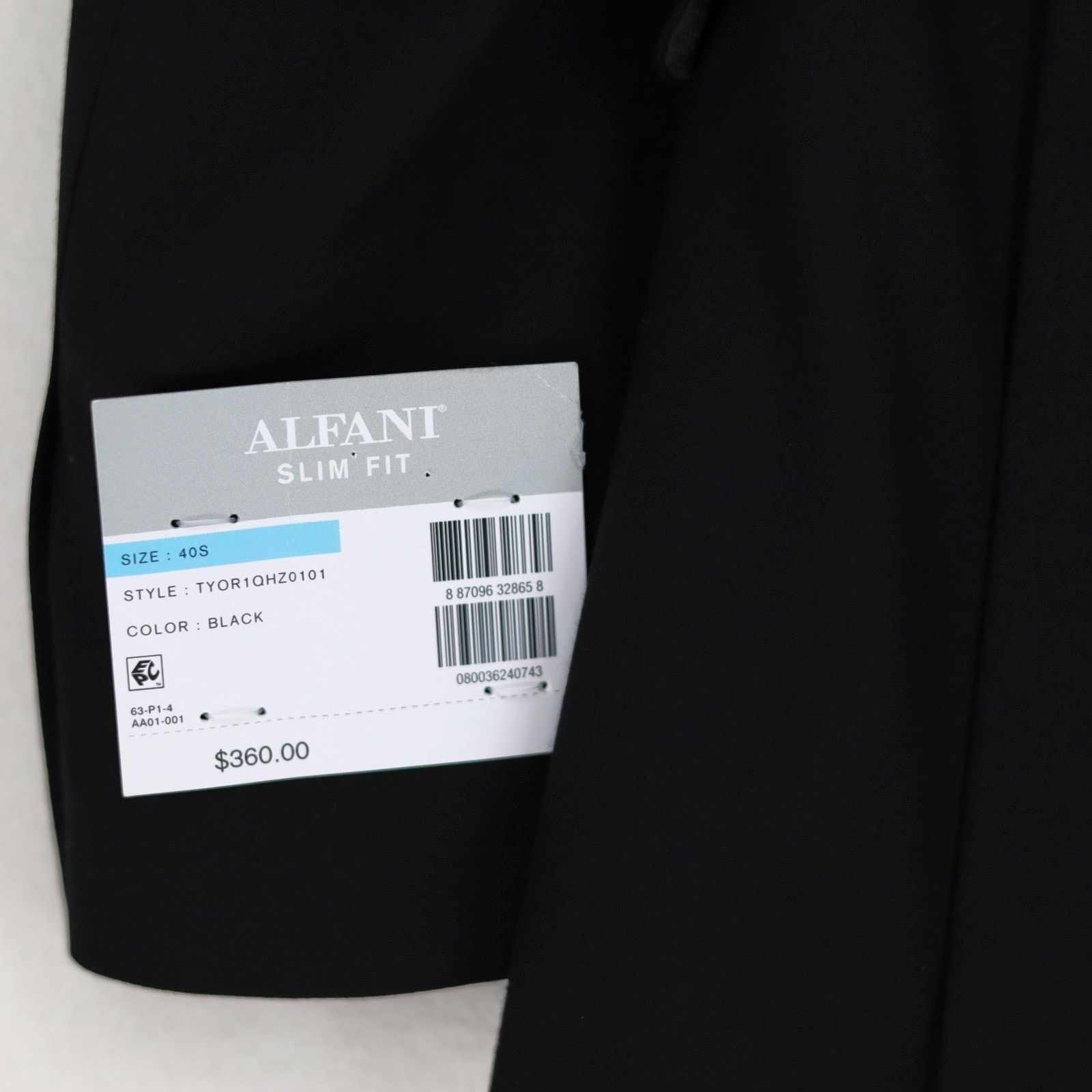 Alfani Alfani Men's Black Stretch Solid Slim Suit Jacket Size 40S Size 40S - 6 Thumbnail